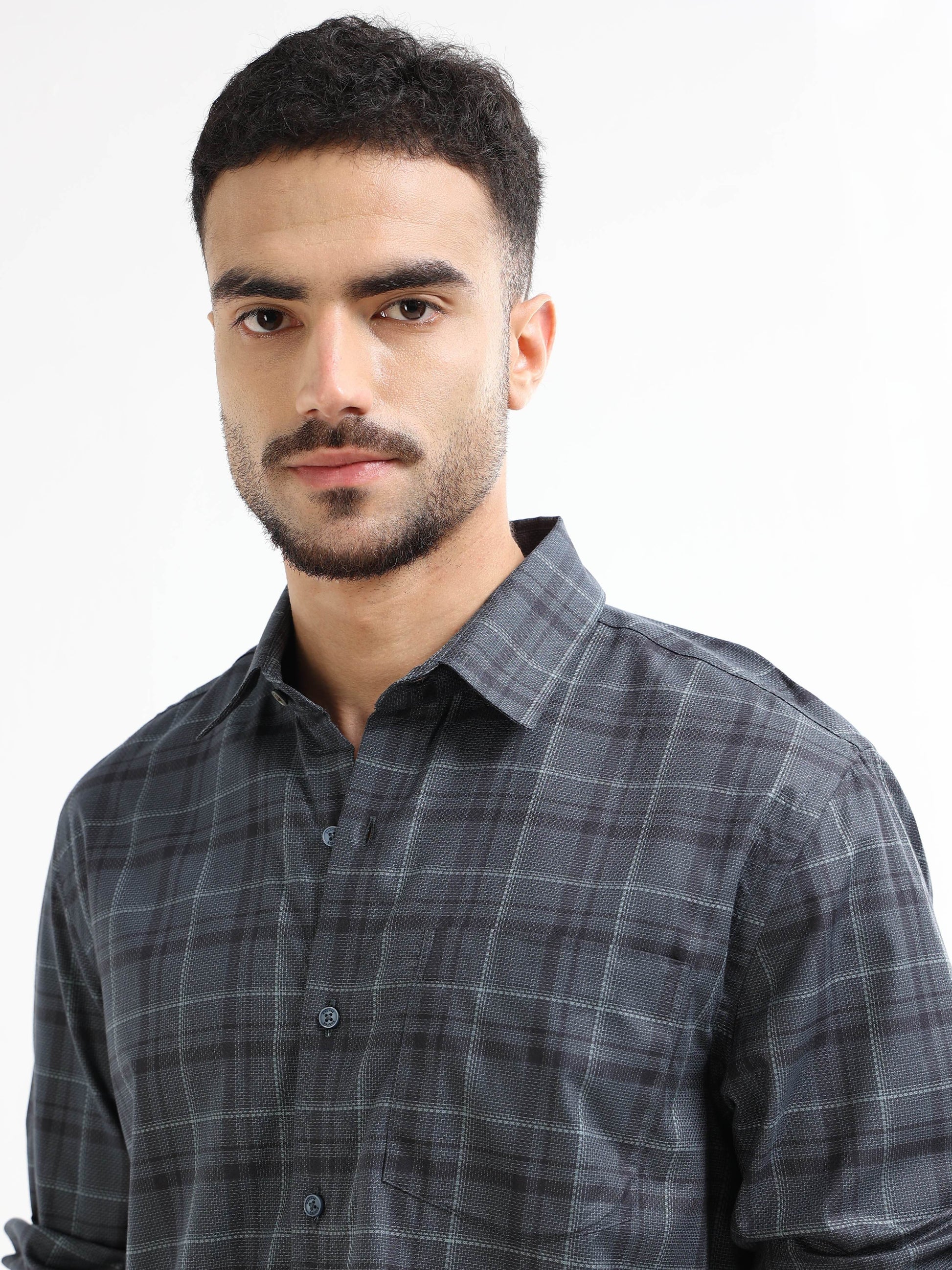 Heritage Plaid Check Full Sleeve Shirt - Dk Grey - ENGYNE