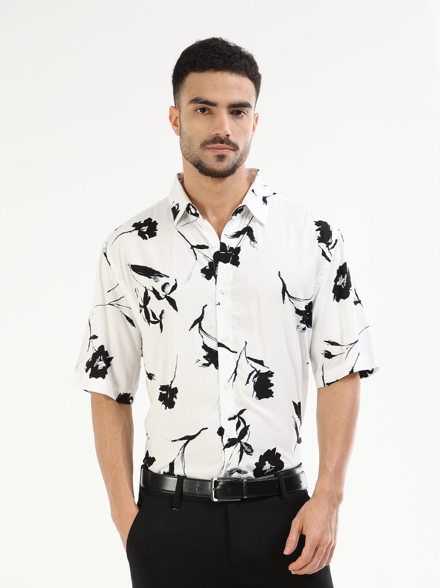 Men’s white floral shirt