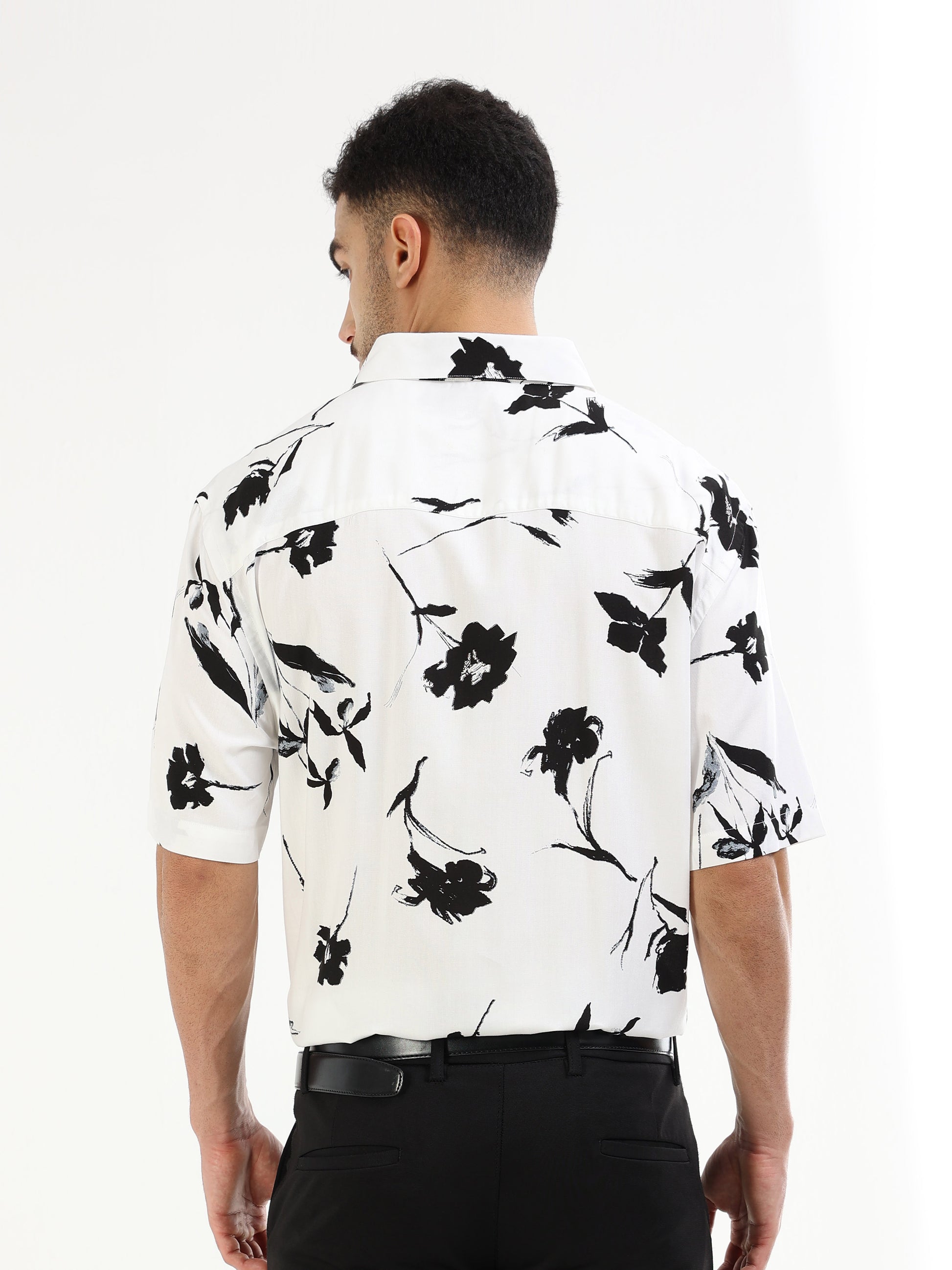 Men’s white floral shirt