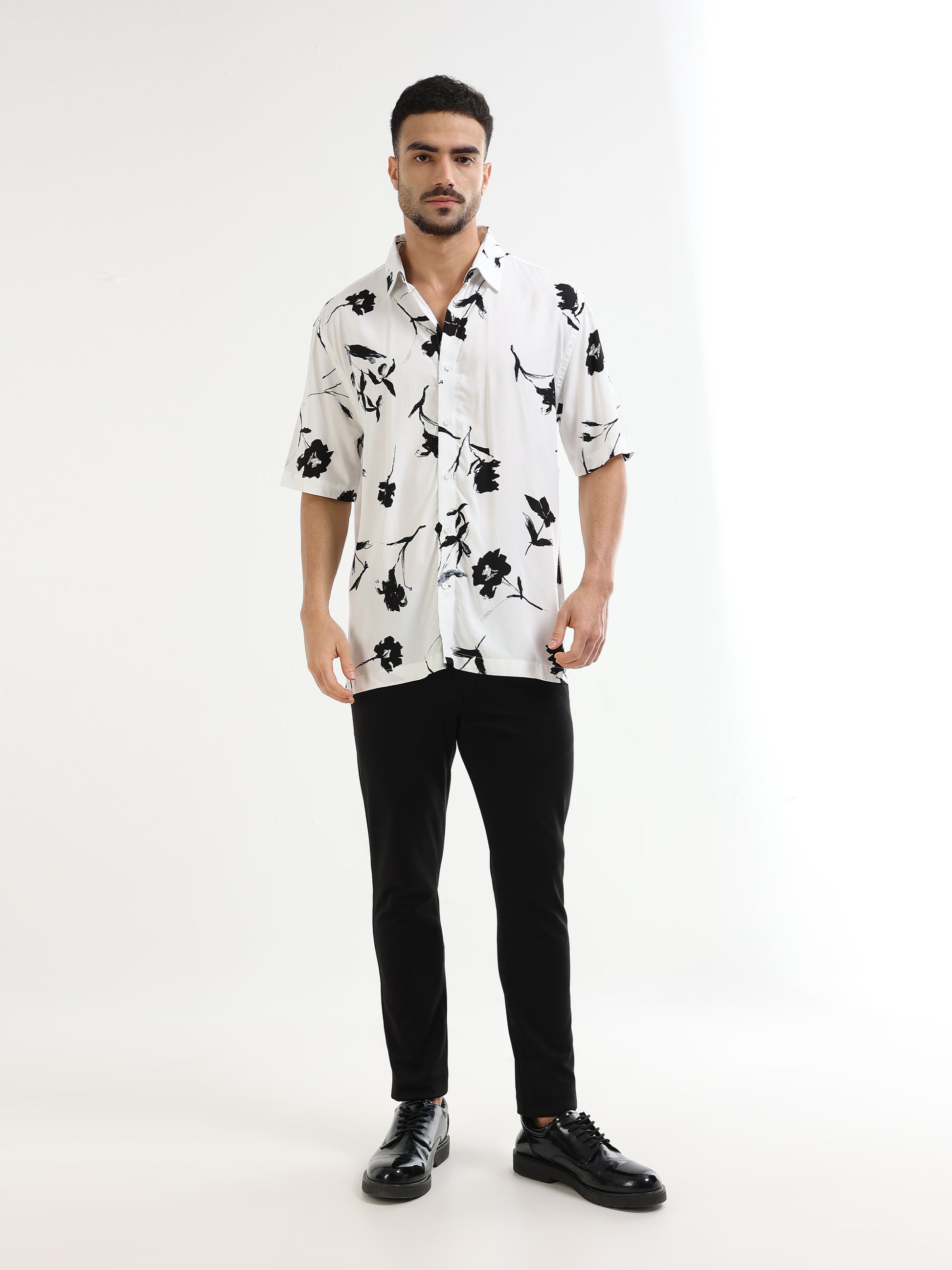 Men’s white floral shirt