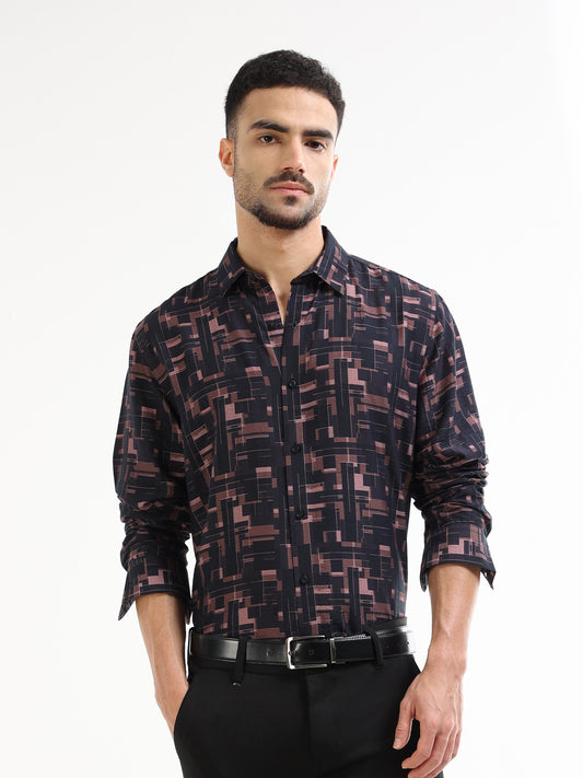 Men’s black geometric shirt