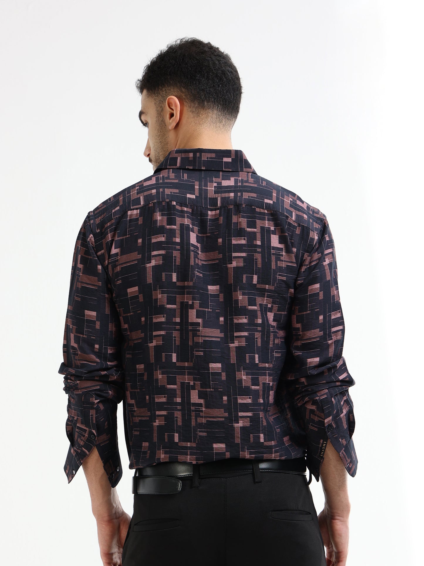 Men’s black geometric shirt