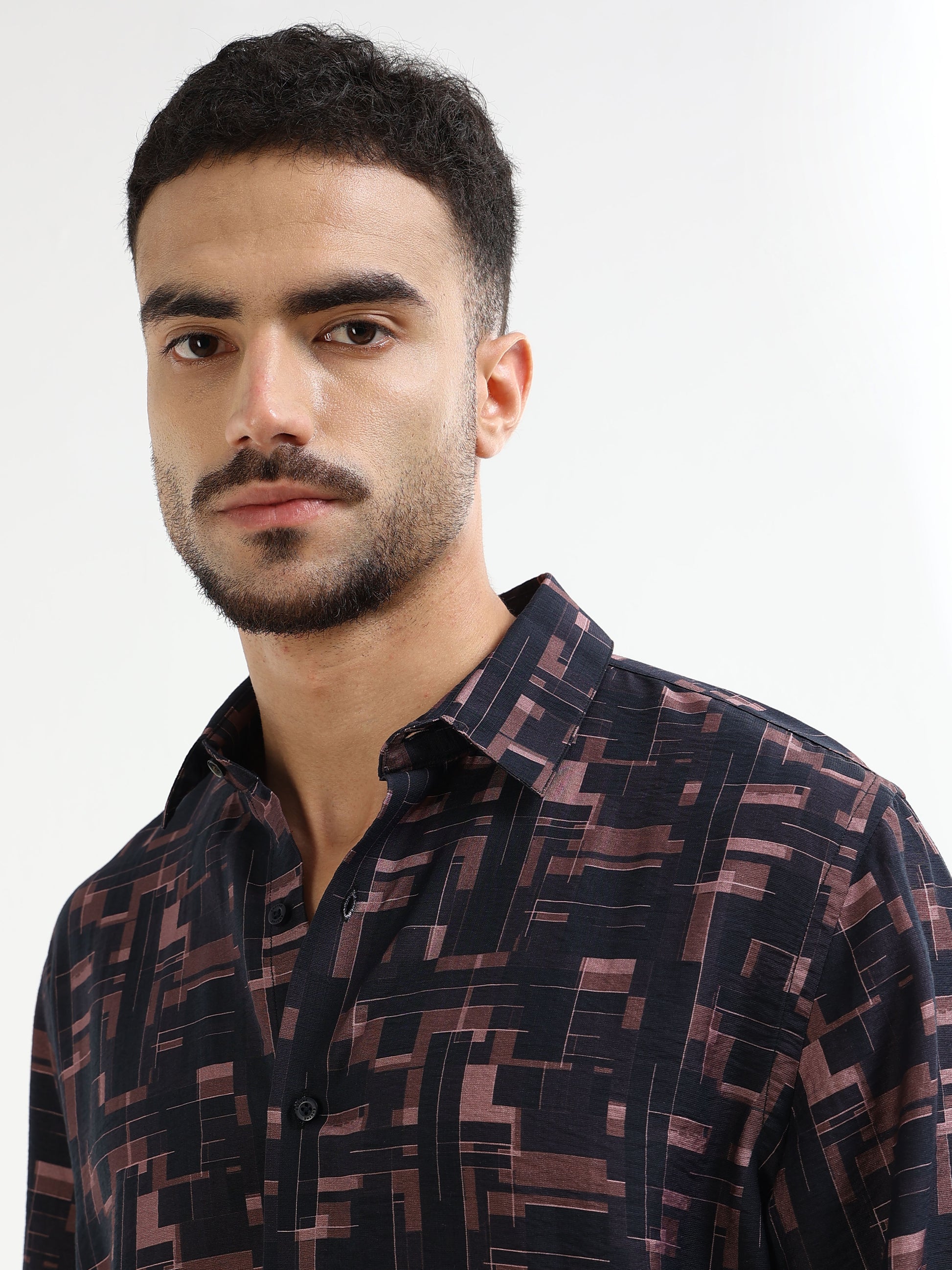 Men’s black geometric shirt