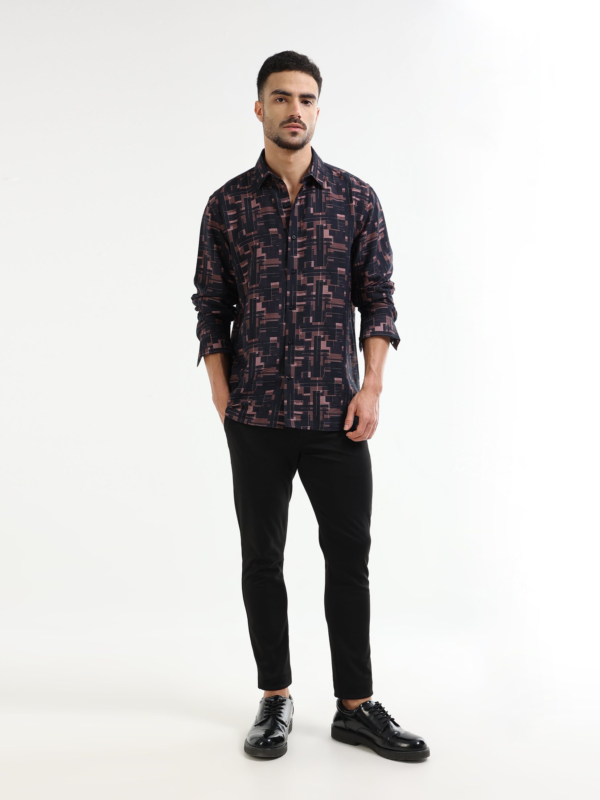 Men’s black geometric shirt