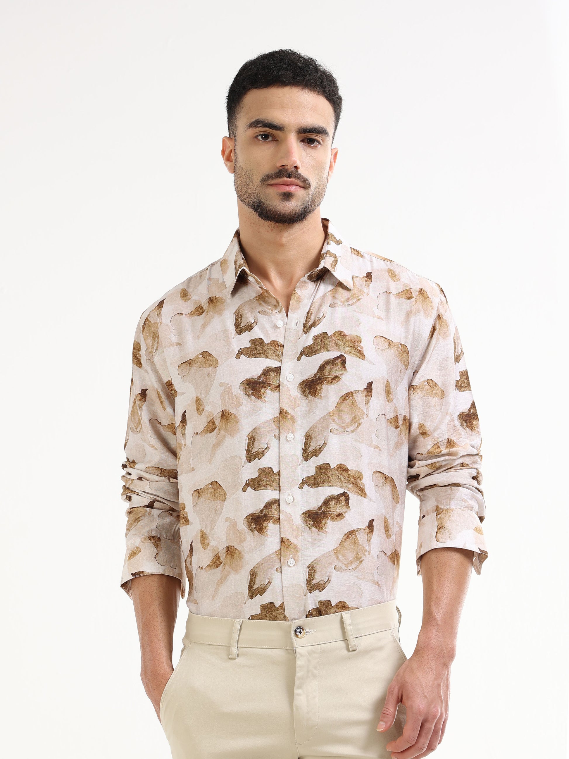 Men’s beige floral shirt