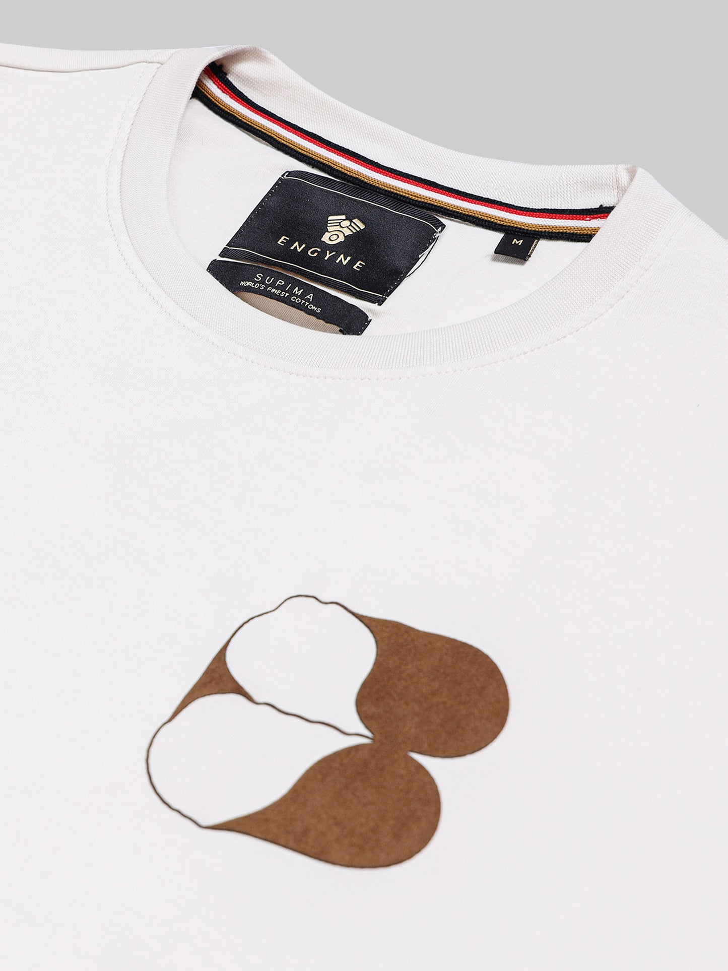 Oversized T-shirt in Supima Cotton Lycra Interlock with Suede-Finish Back and front print Beige