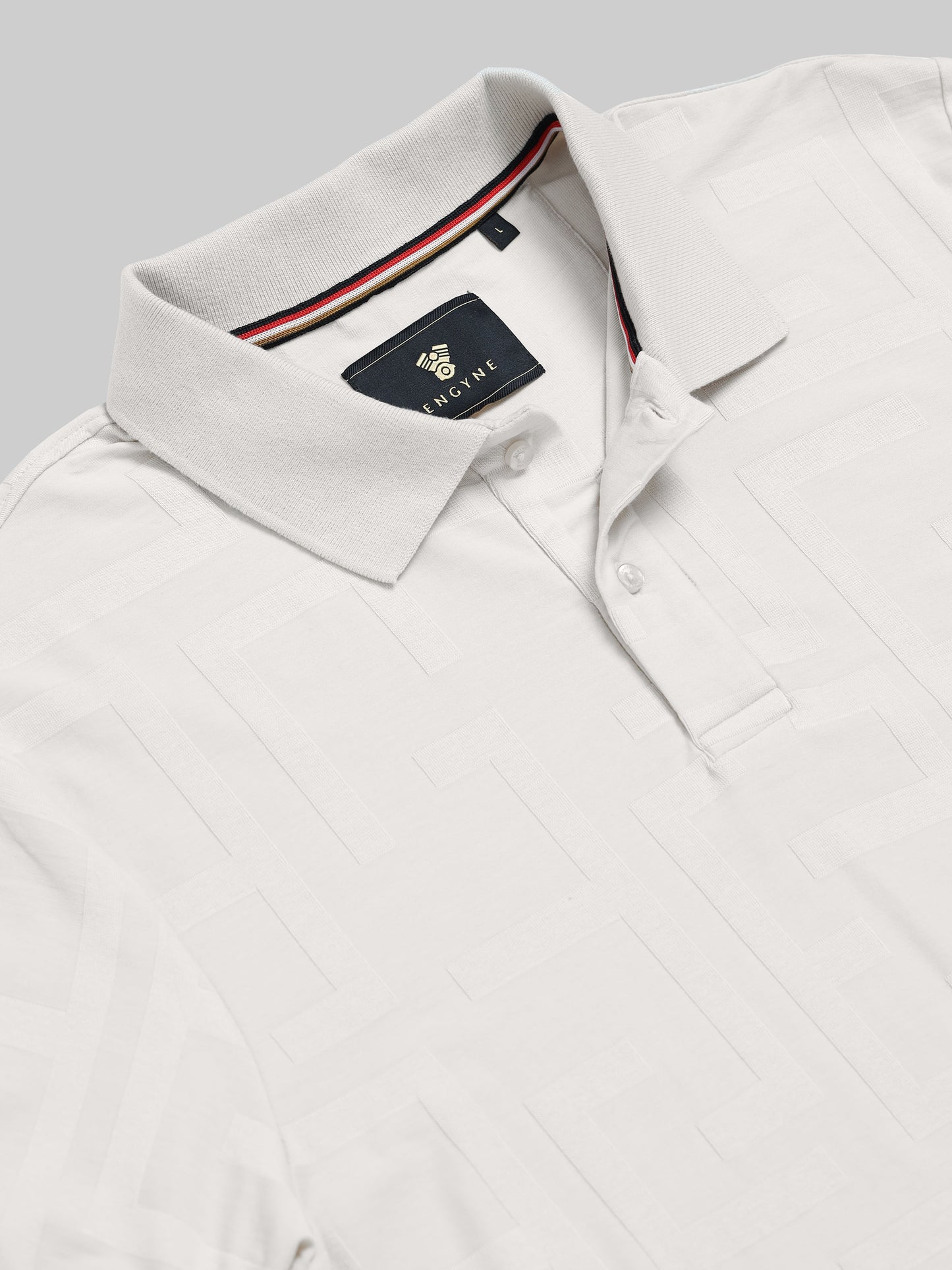 Men's beige jacquard polo t-shirt