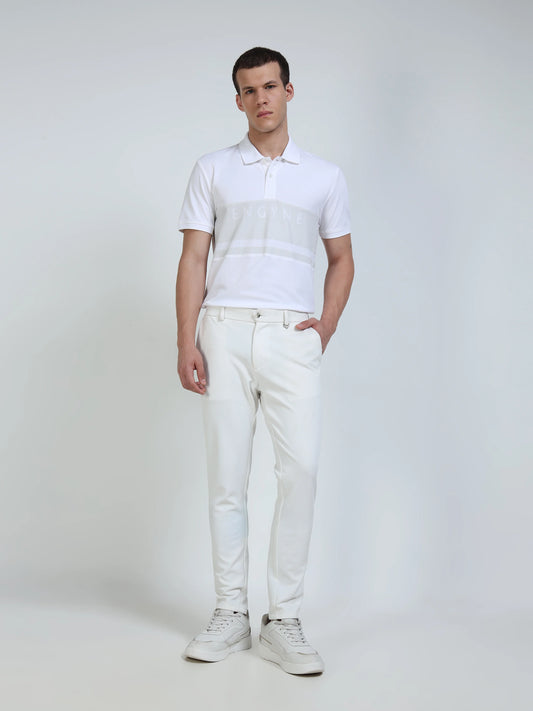 Engyne Monogram Stripe Polo White