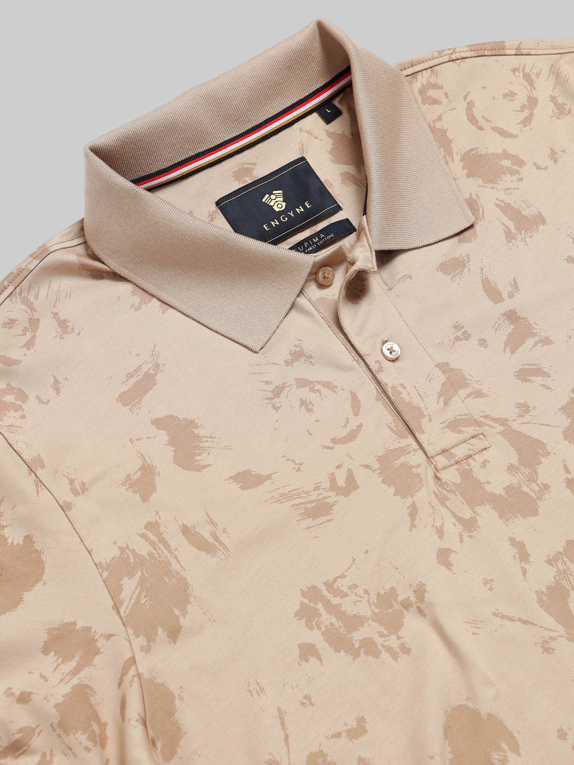 Men’s tan cream floral polo t-shirt