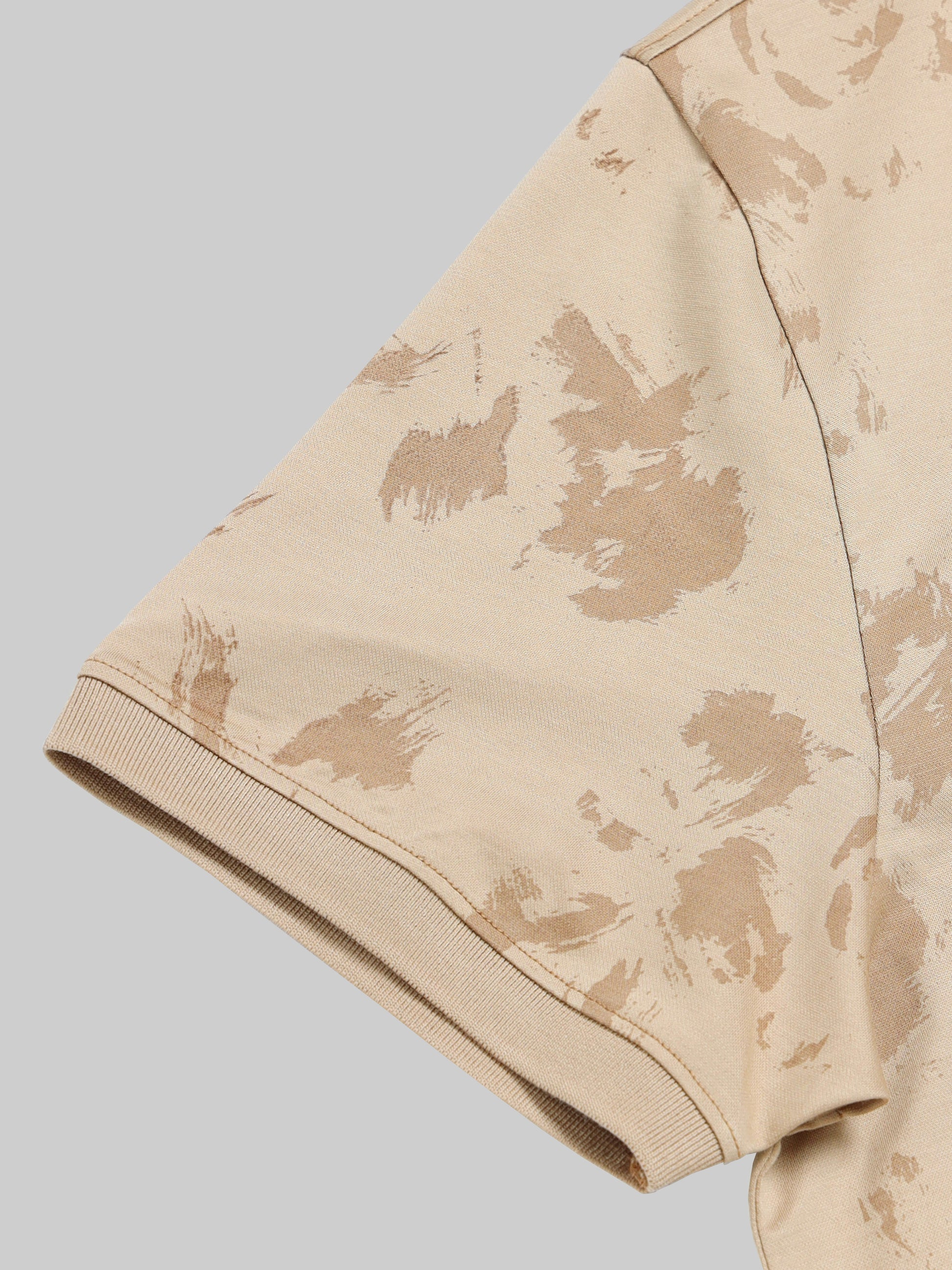Men’s tan cream floral polo t-shirt
