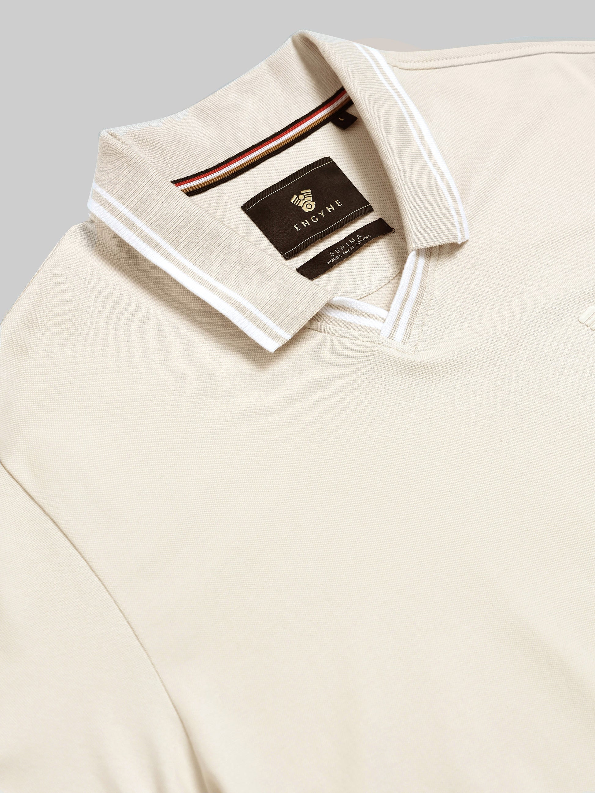 Men's beige polo t-shirt