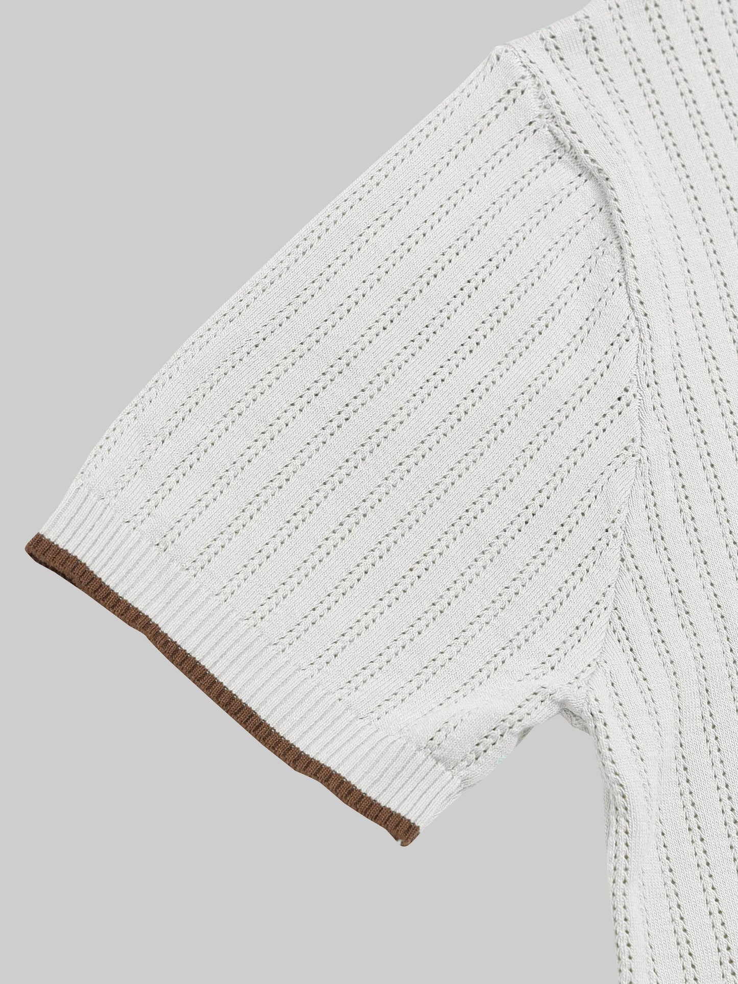 Tipped Edge Flat-Knit Tee - Off White - ENGYNE