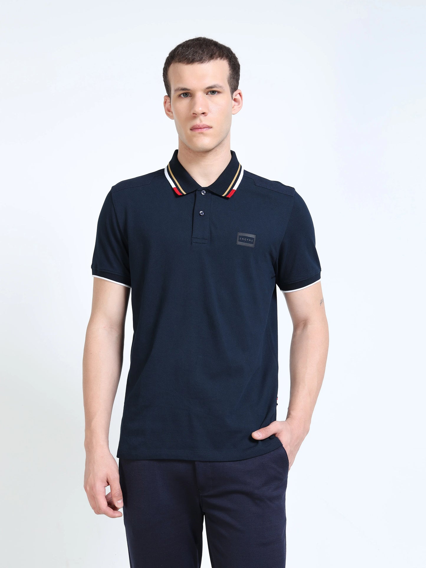Engyne Prime Drive Flag Polo Navy