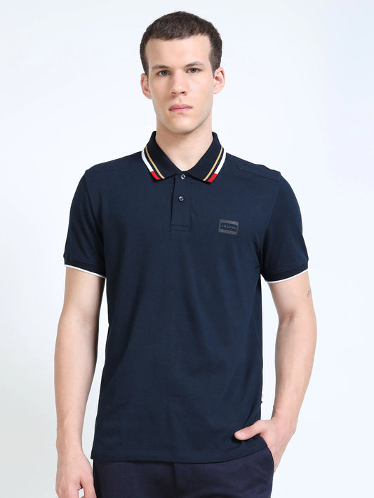 Navy Solid Precision Fit Polo Supima cotton T-shirt