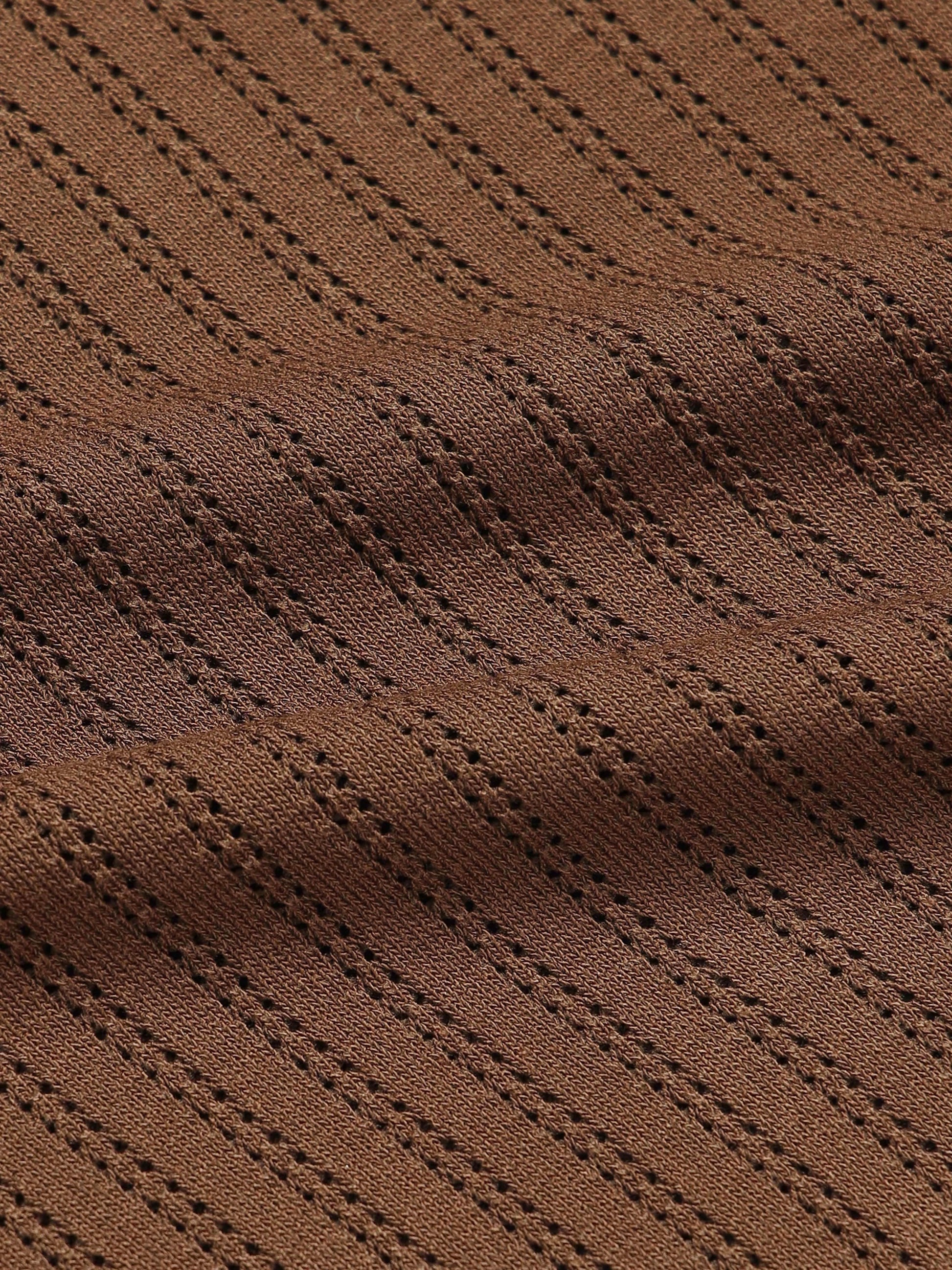 Tipped Edge Flat-Knit Tee - Brown - ENGYNE