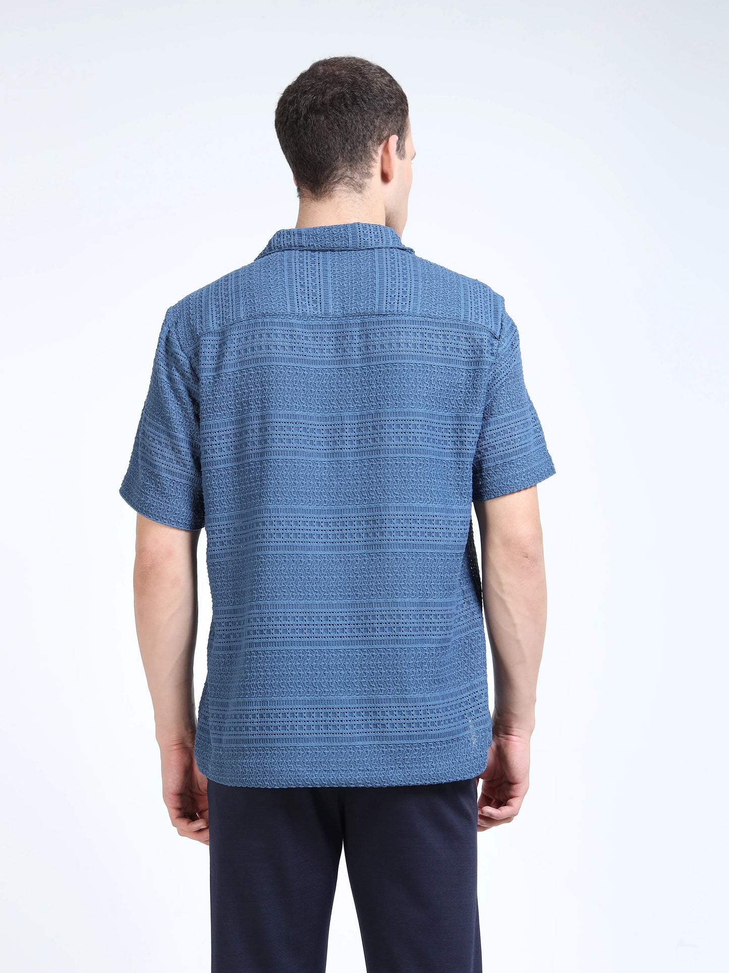 Engyne Texture Lineage Shirt Blue