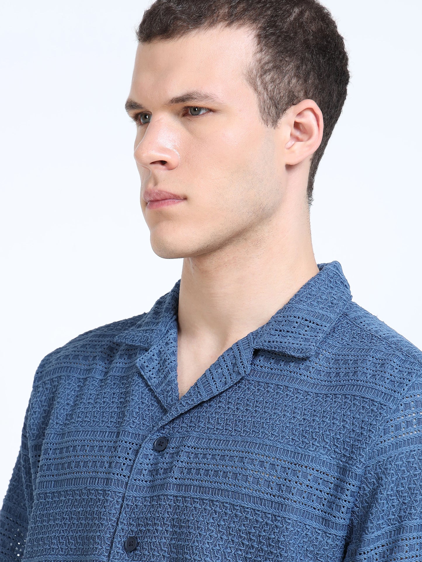 Engyne Texture Lineage Shirt Blue