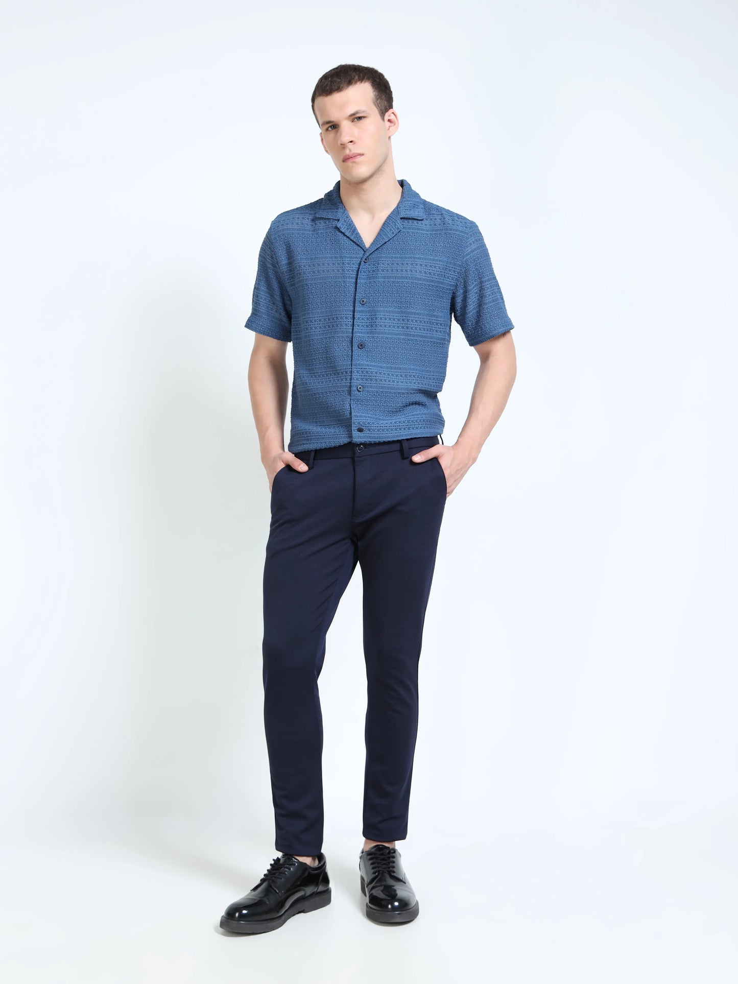Engyne Texture Lineage Shirt Blue