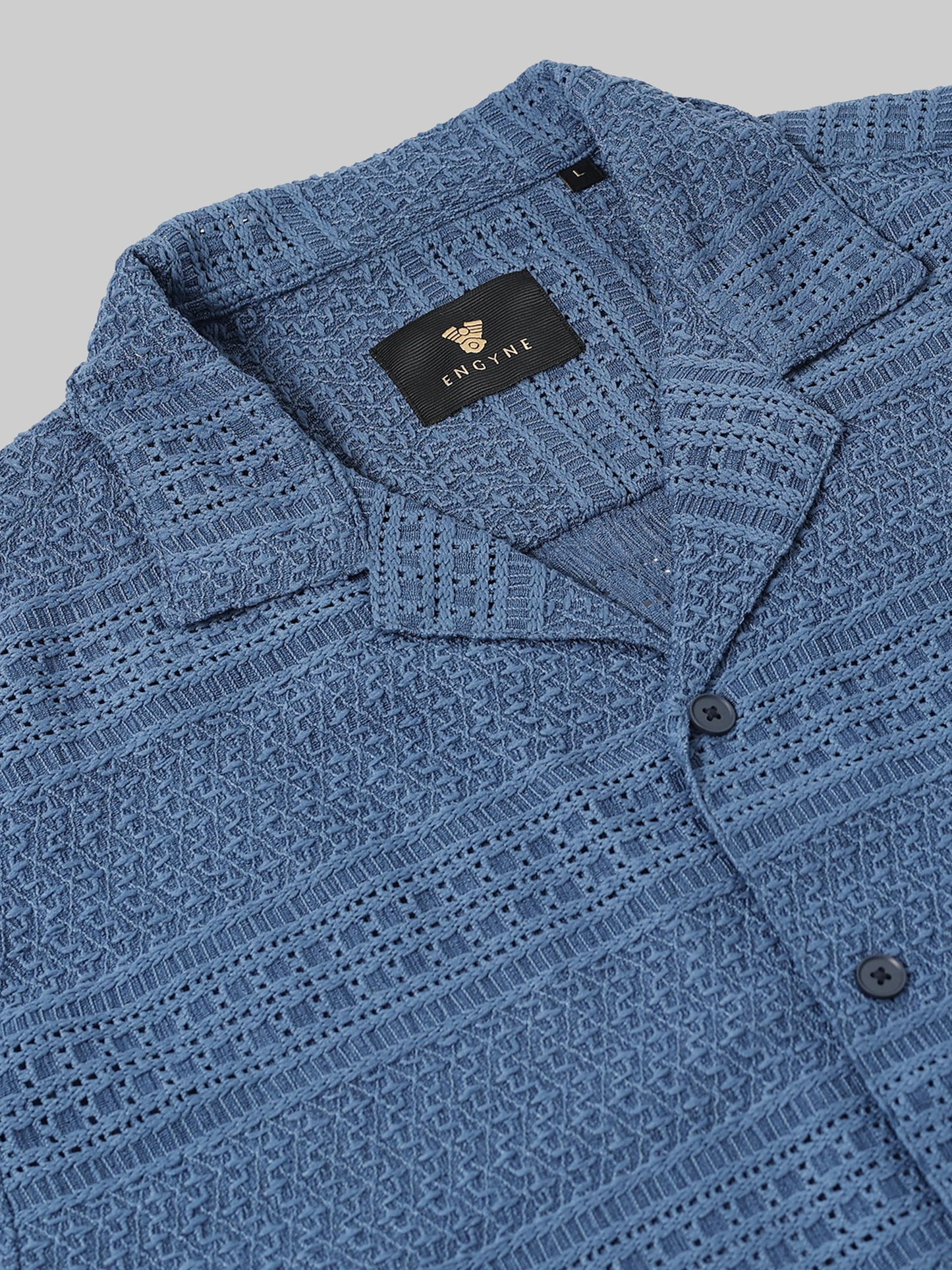 Engyne Texture Lineage Shirt Blue