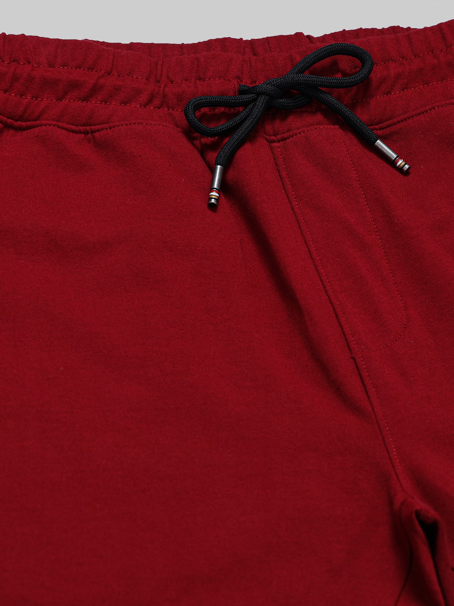 Engyne Essential Shorts with Contrast Iconic Emblem Logo in Rougen Cotton Elastane Loop Knit Red