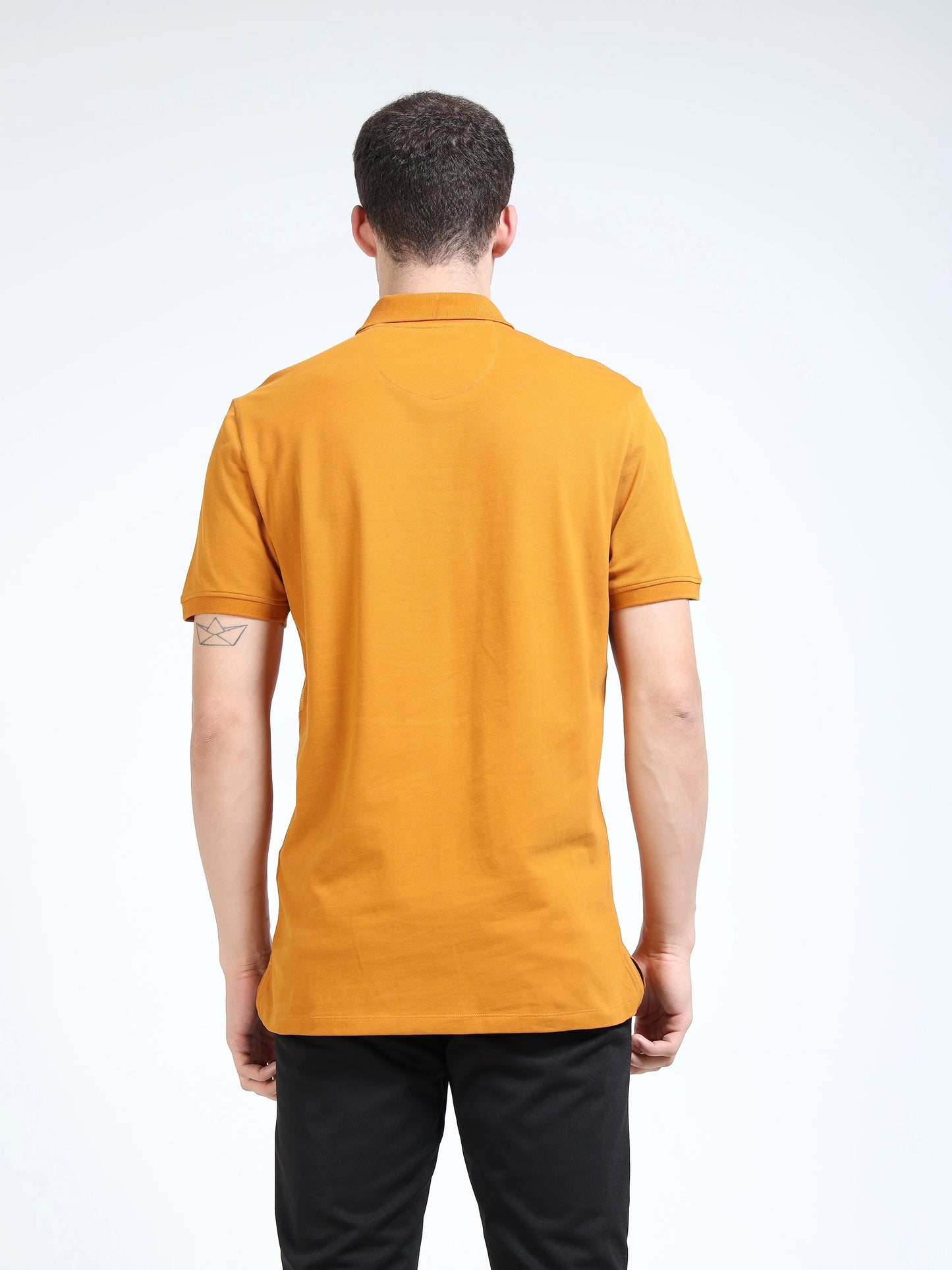 Engyne Monogram Stripe Polo Mustard