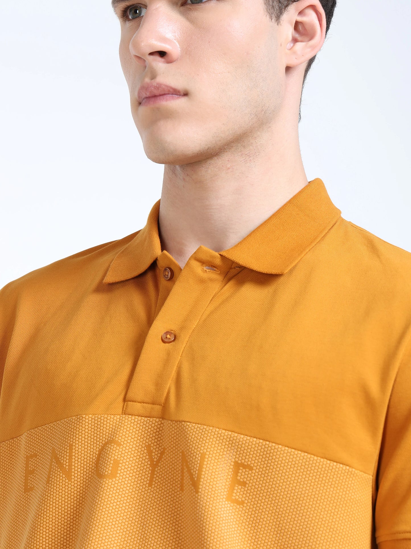 Engyne Monogram Stripe Polo Mustard