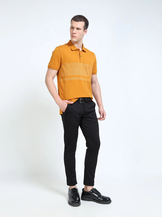 Engyne Monogram Stripe Polo Mustard
