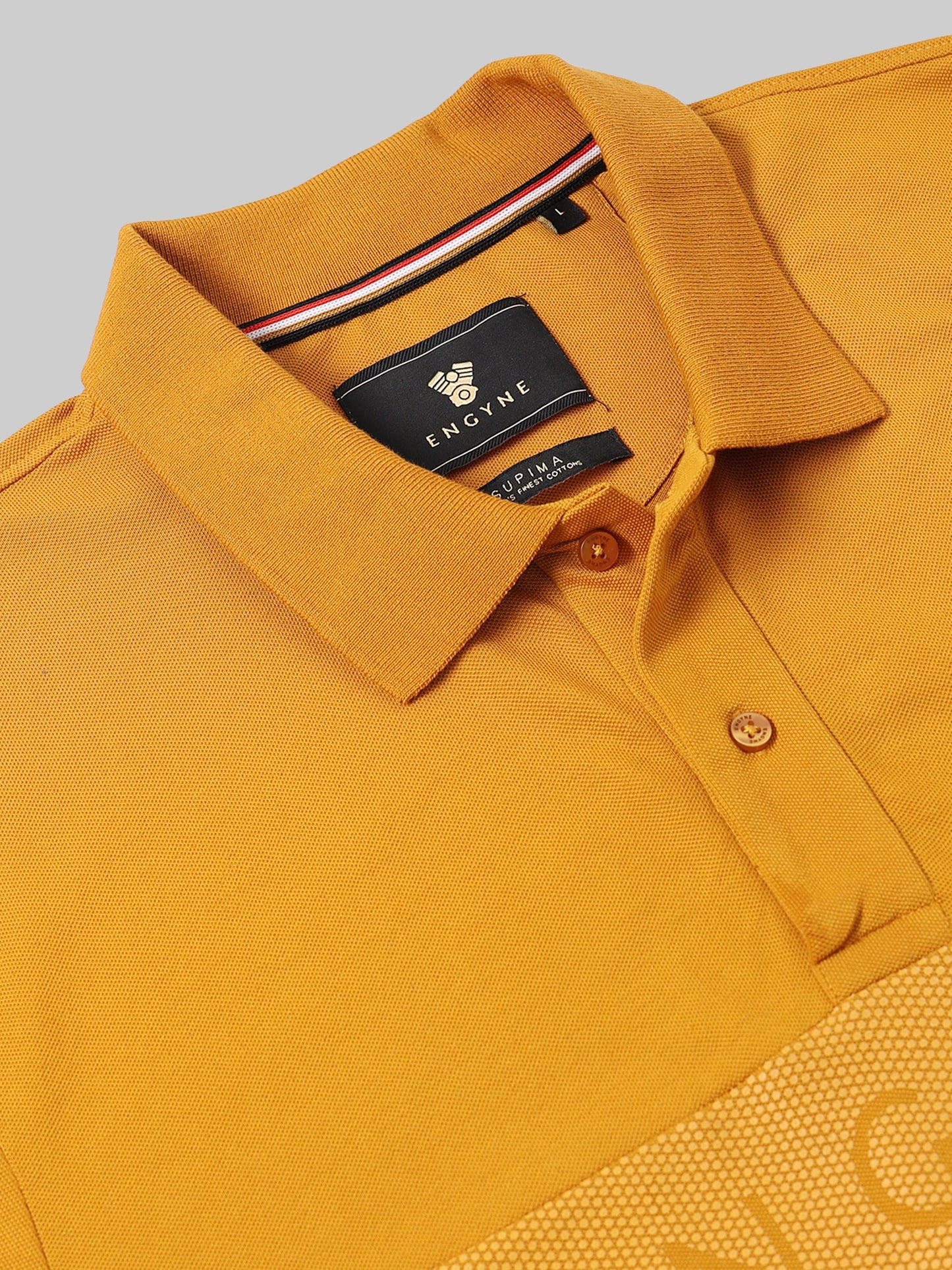 Engyne Monogram Stripe Polo Mustard