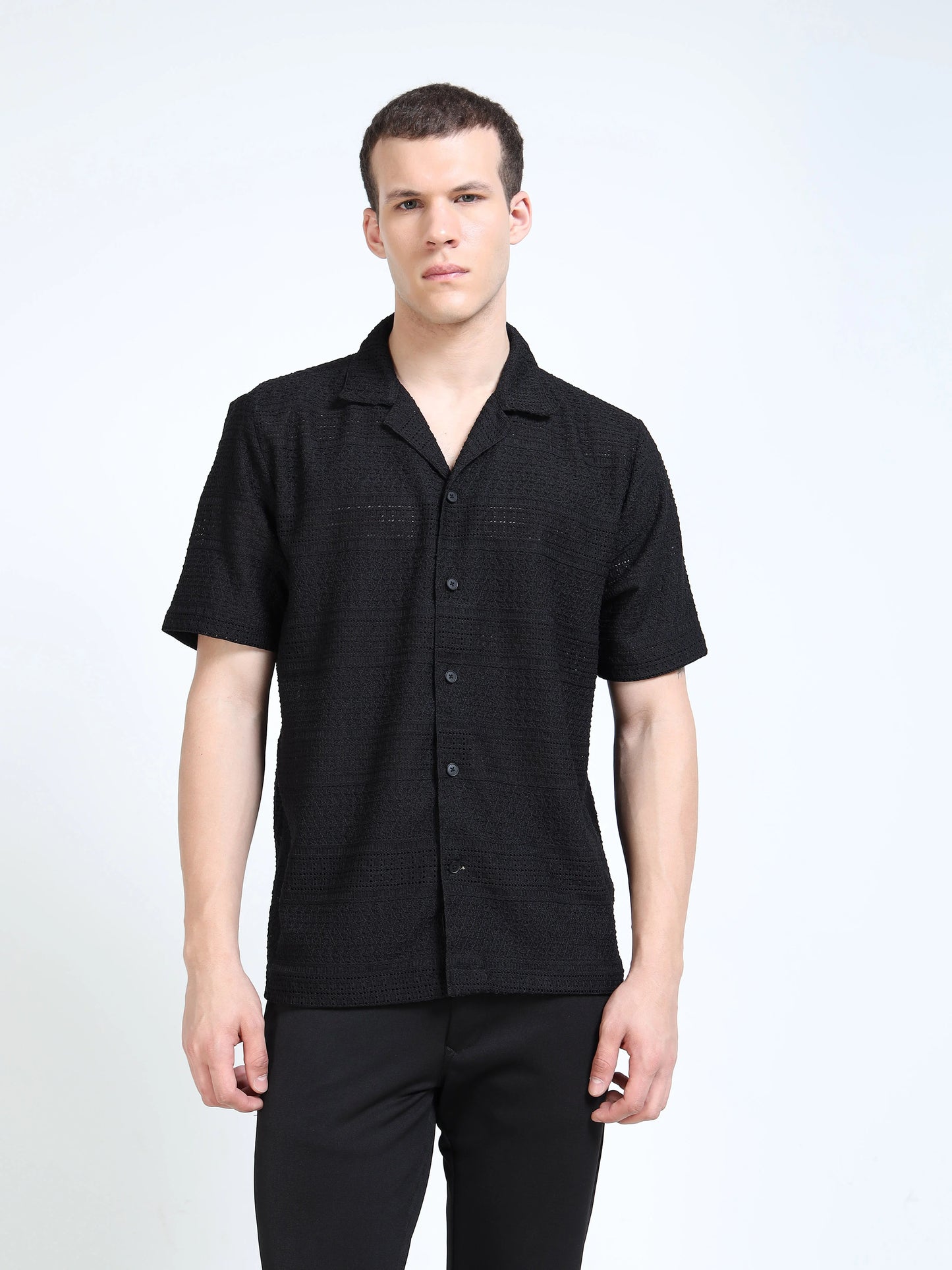 Engyne Texture Lineage Shirt Black