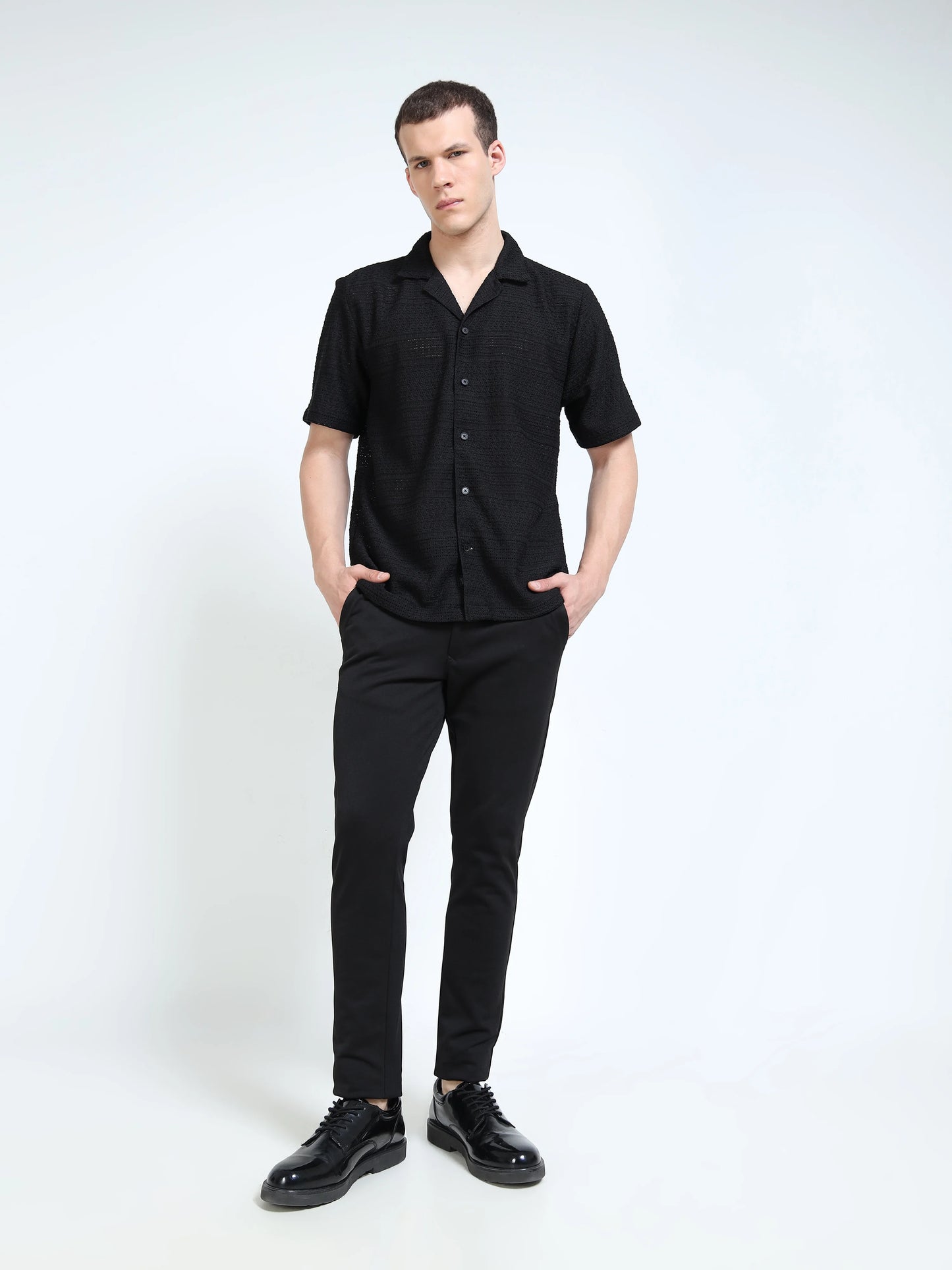 Engyne Texture Lineage Shirt Black