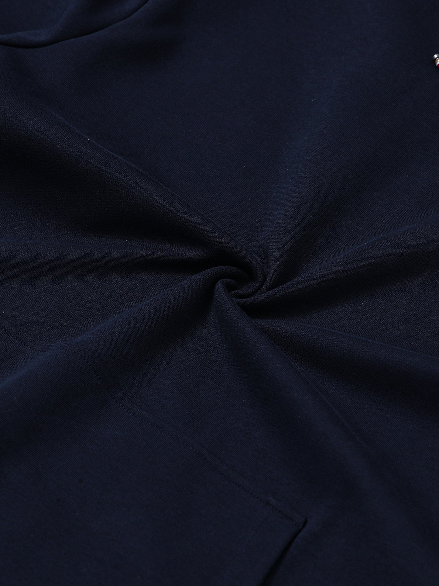 Engyne Essential Hooded Sweatshirt with Contrast HD Print in Rougen Cotton Poly Elastane Interlock Navy