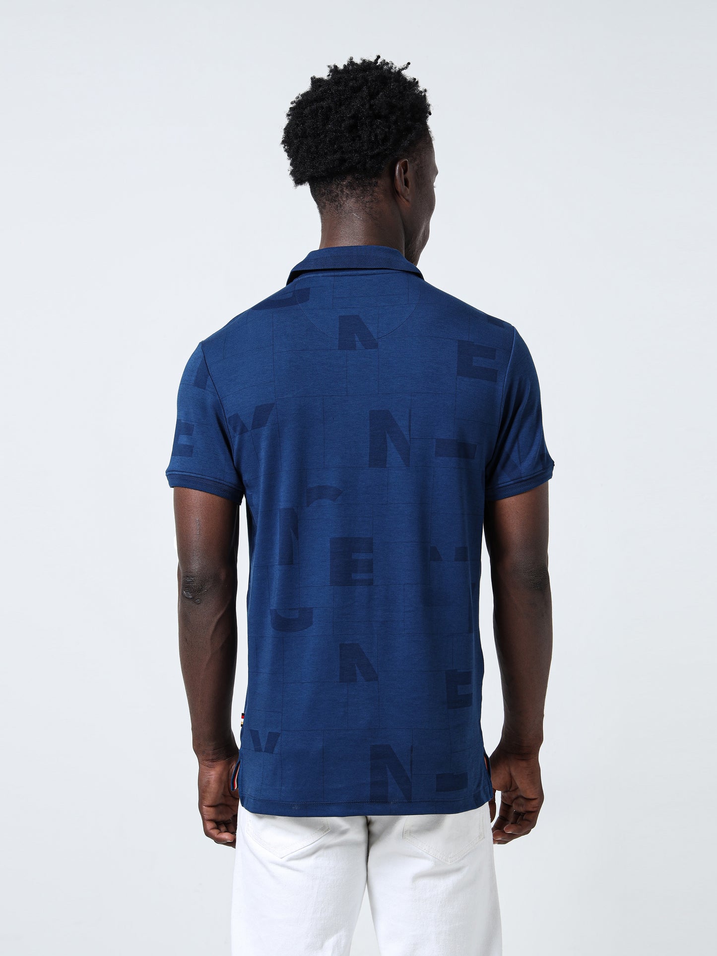 Honeycomb Collar Dark Blue Polo T-Shirt for Men
