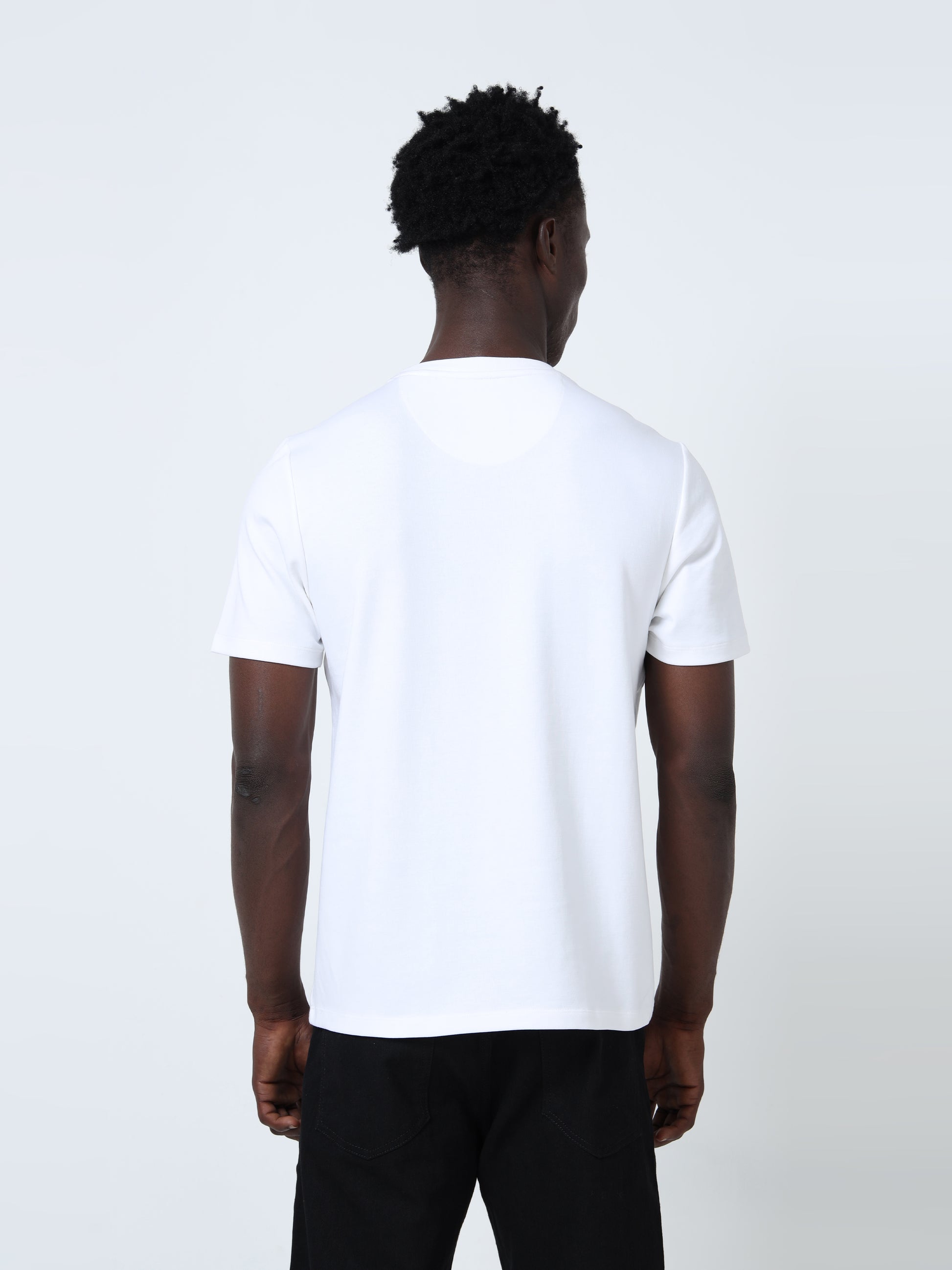 Regular-Fit Men's Chest Panel Embroidered White T-Shirt