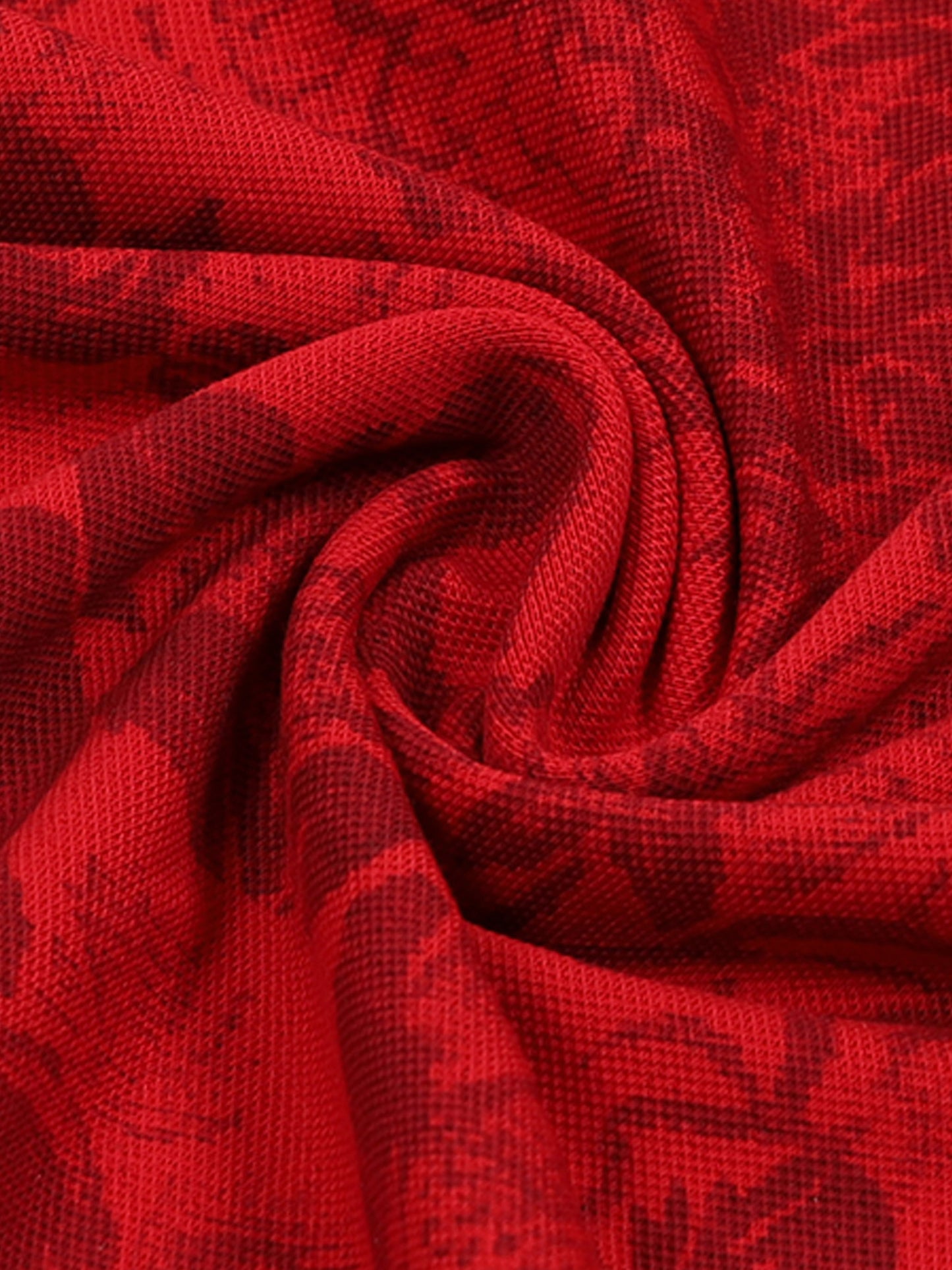 Supima Cotton Lycra with Engyne Special Tech Rotary Print and Contrast-Tipping Red Polo