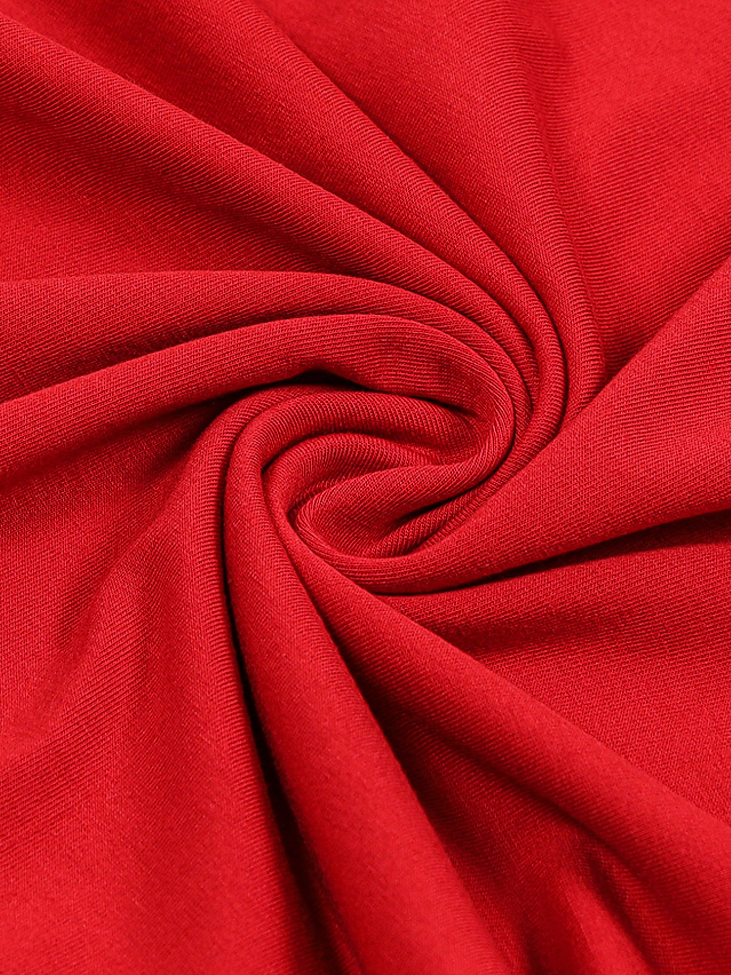 Rougen Cotton Lycra with Flock Print at Chest Red T-shirt