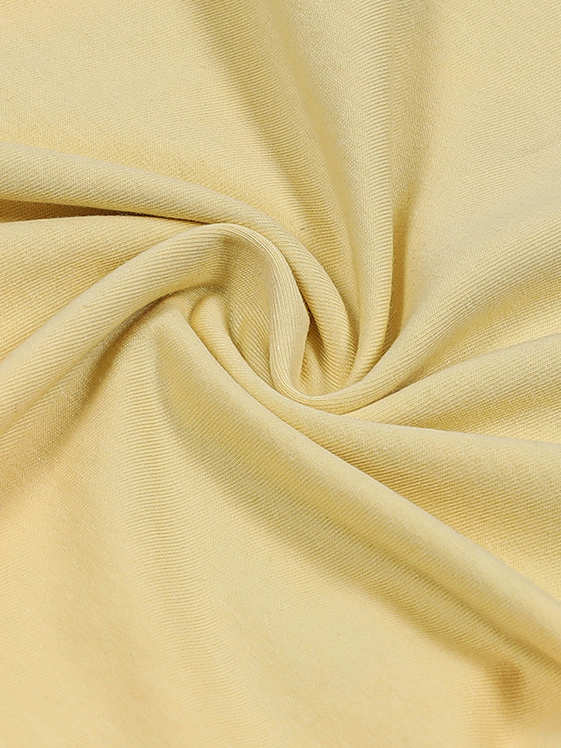 Rougen Cotton Lycra with Flock Print at Chest Light Yellow T-shirt - ENGYNE