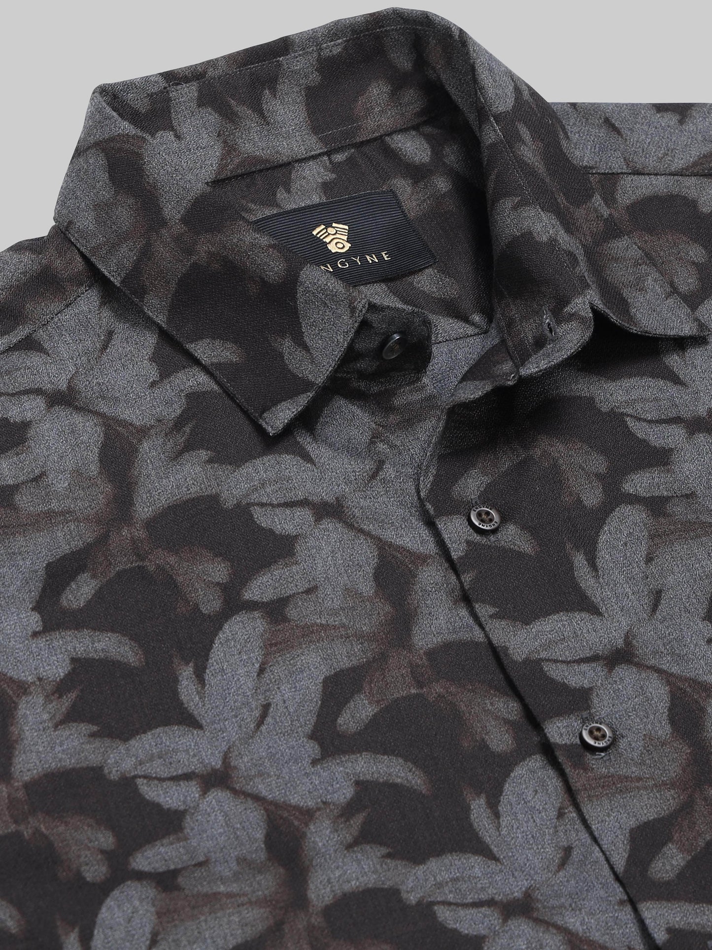 Midnight Petals Floral Full Sleeve Shirt - Dk. Brown - ENGYNE