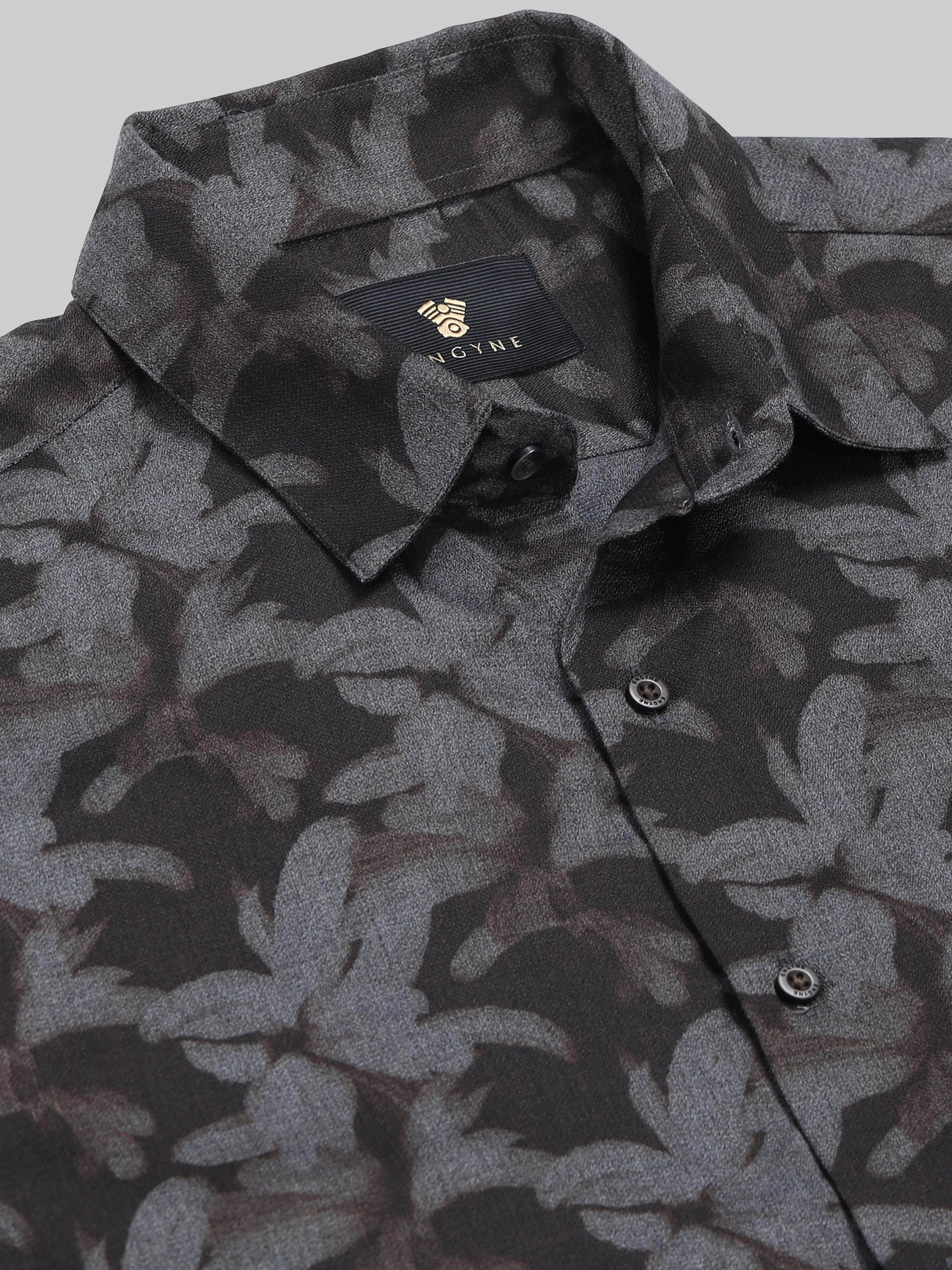 Midnight Petals Floral Full Sleeve Shirt - Dk. Brown - ENGYNE
