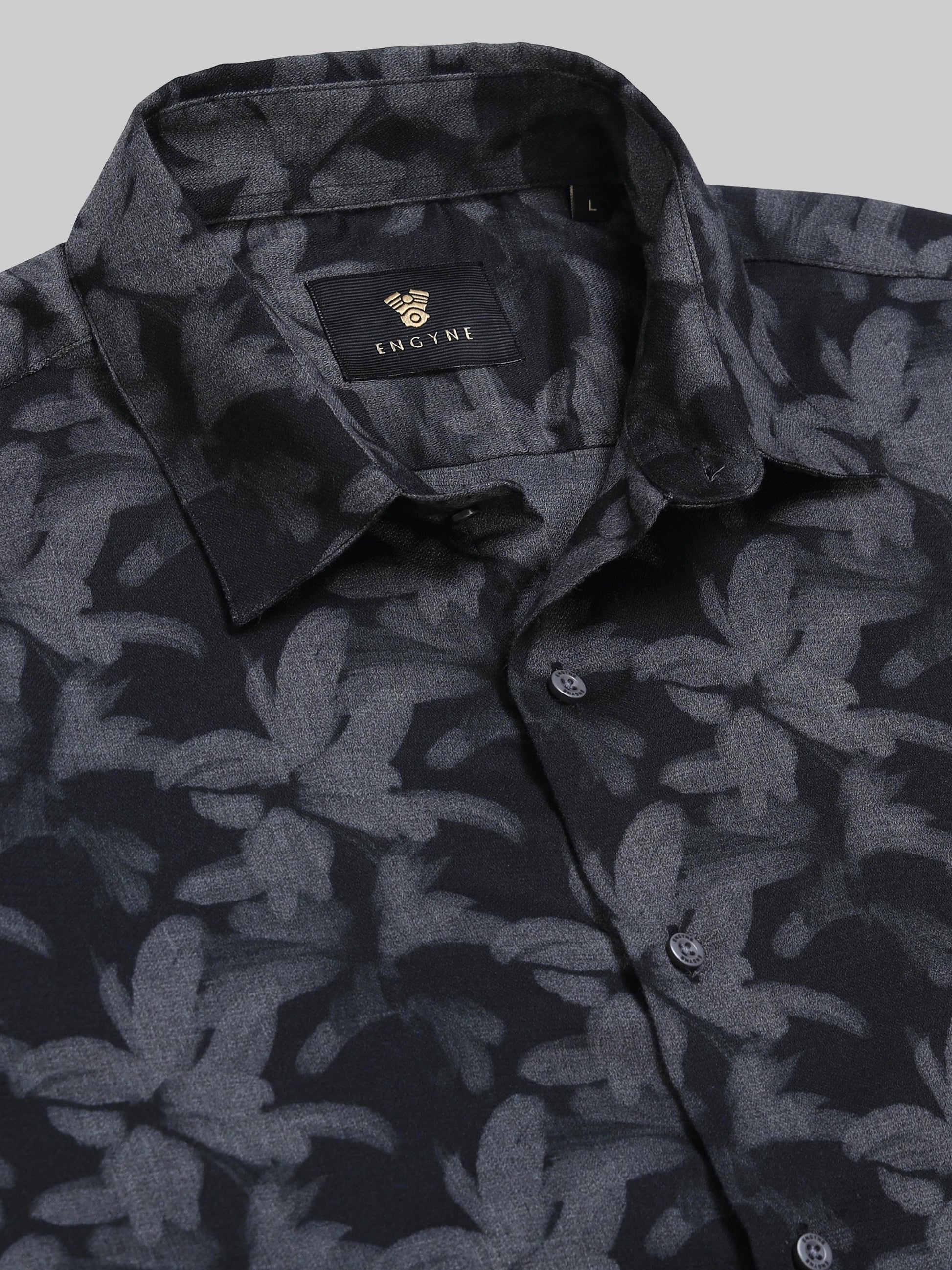 Midnight Petals Floral Full SLeeve Shirt - Navy - ENGYNE