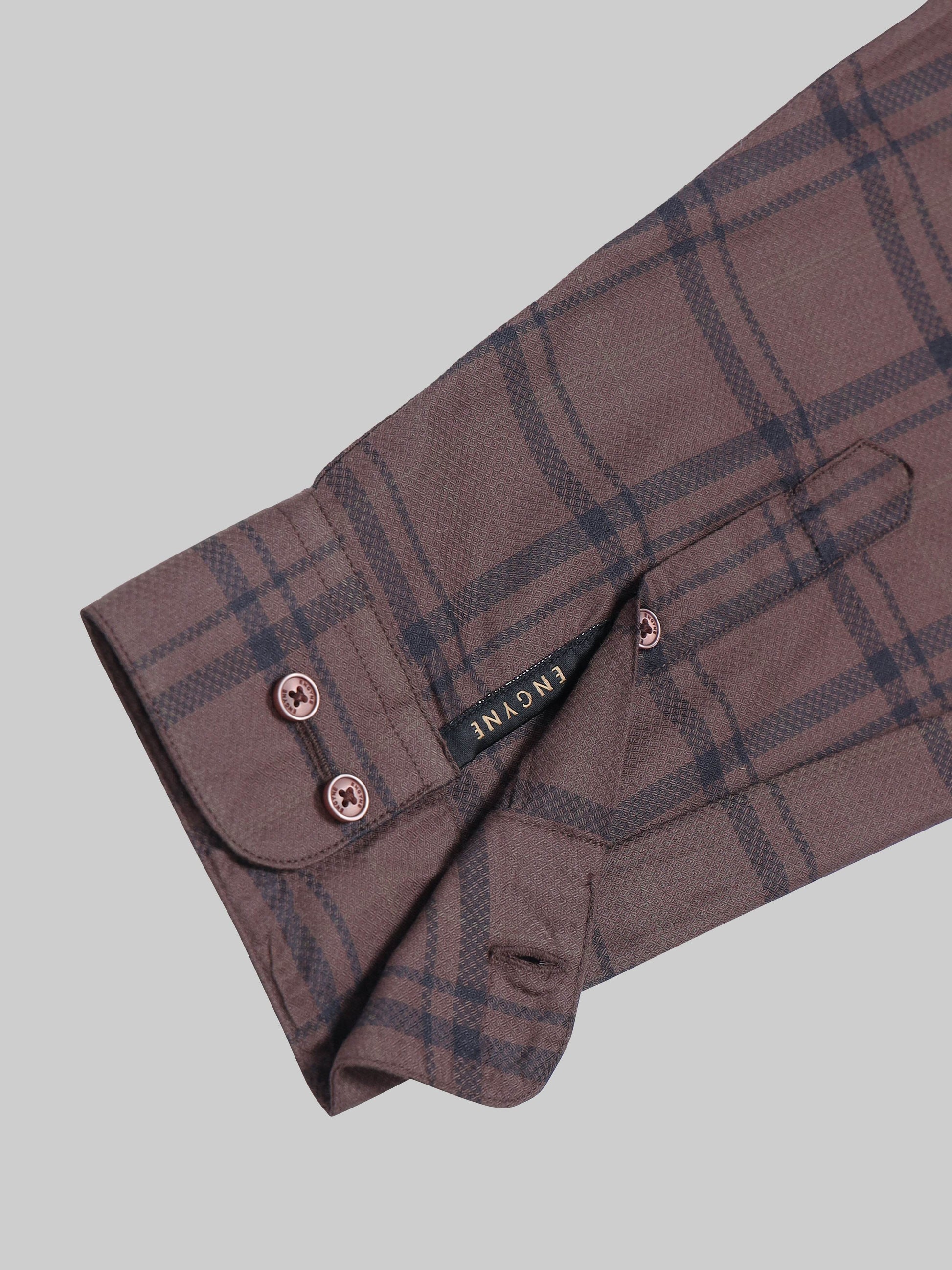 Heritage Plaid Check Full Sleeve Shirt - Brown - ENGYNE