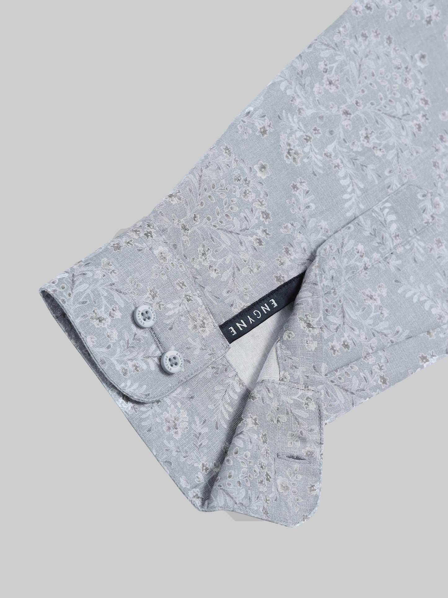 Floral Whisper Full Sleeve Shirt - Grey - ENGYNE