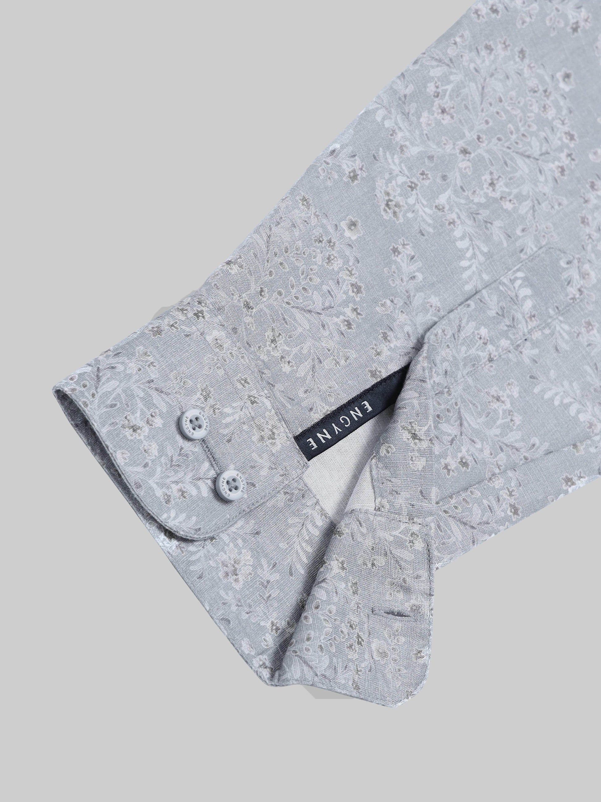 Floral Whisper Full Sleeve Shirt - Grey - ENGYNE