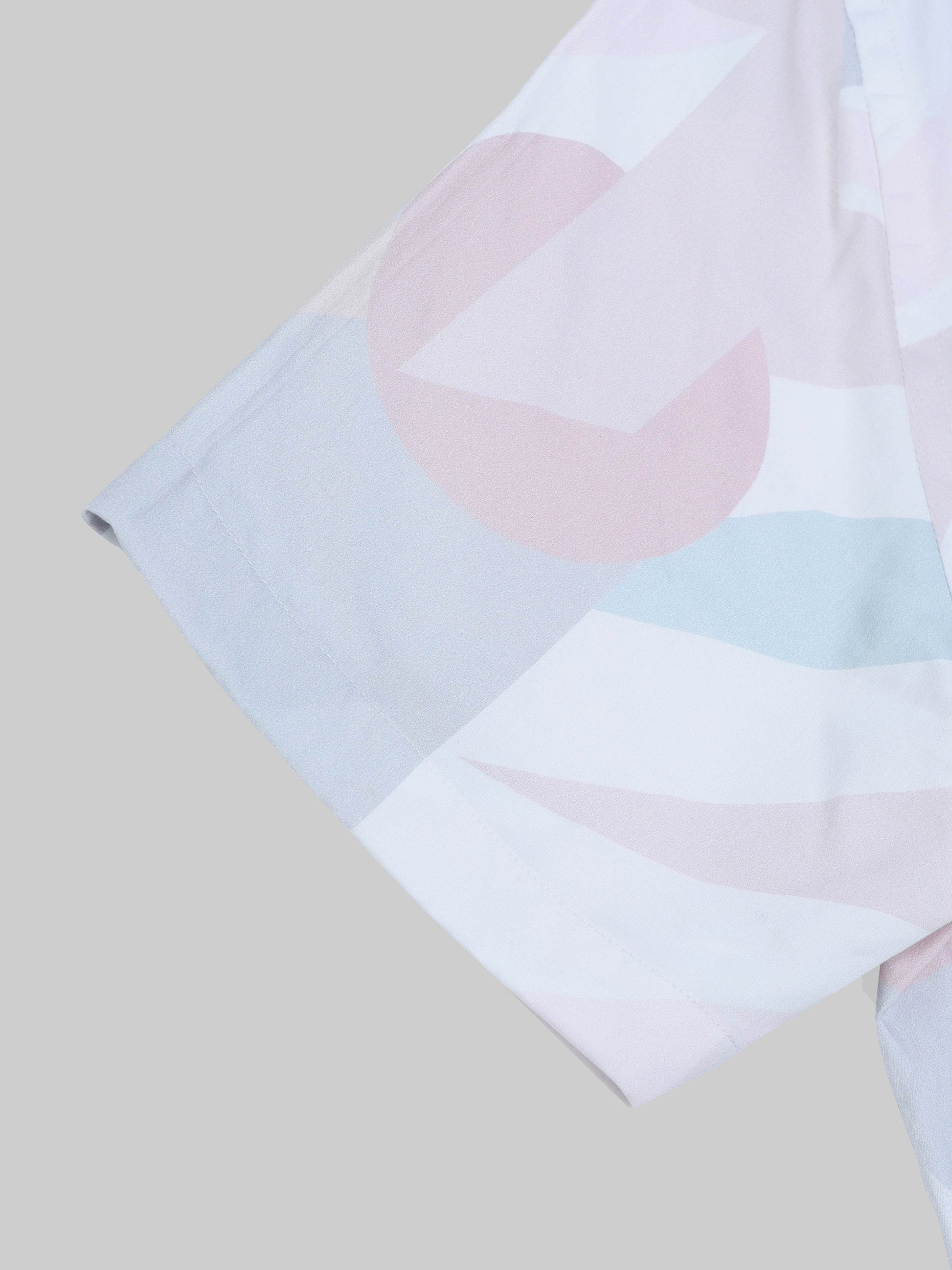 Geometric Abstract Pattern Realm Short Sleeve Shirt - Pink - ENGYNE