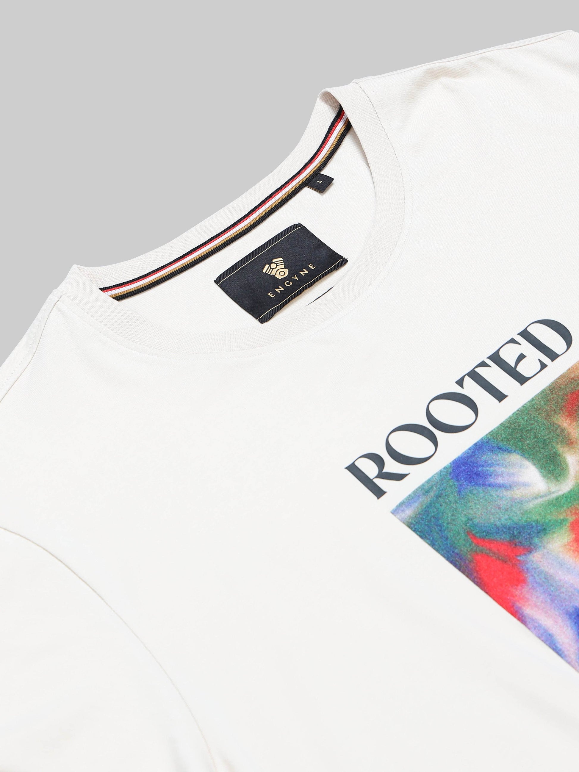 Regular-fit Full-Sleeve T-shirt in Supima Cotton Lycra with Digital Flock and DTF Print Detailing - Beige - ENGYNE