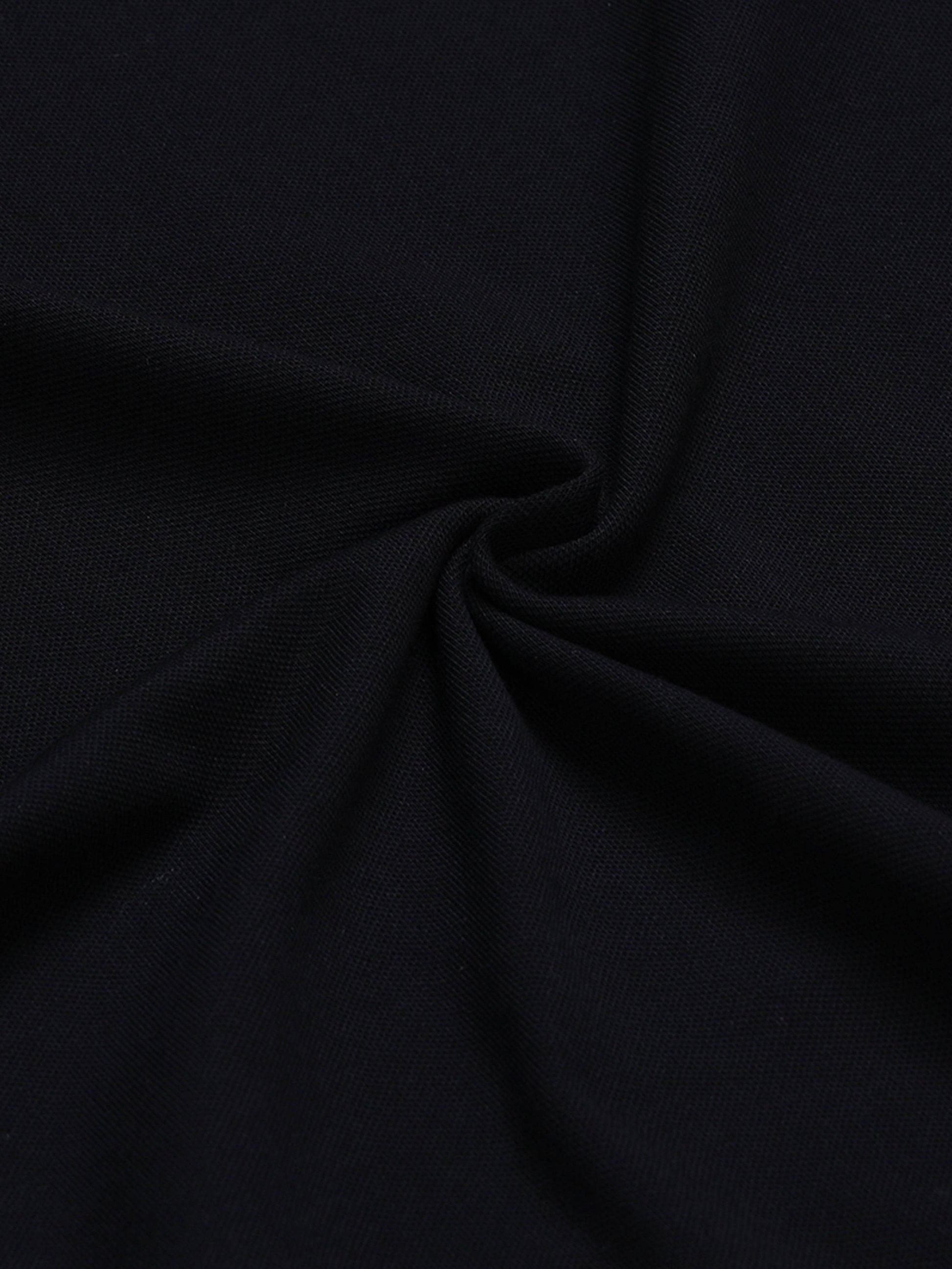 Rougen Cotton Lycra with Woven Shoulder Tape and Contrast Neck Rib Black T-shirt - ENGYNE
