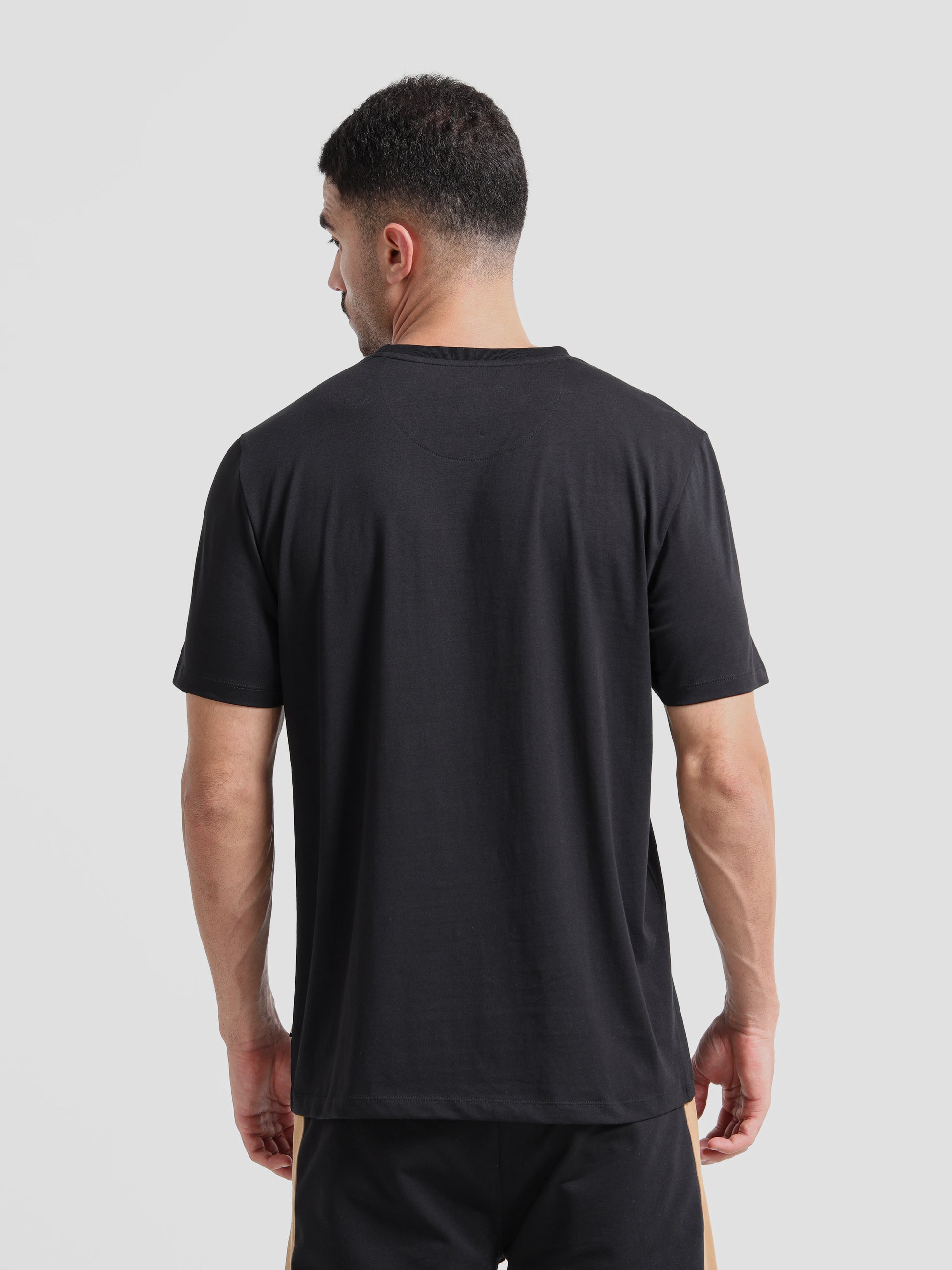 Printed Black T Shirt with Silicon HD Sticker for Men