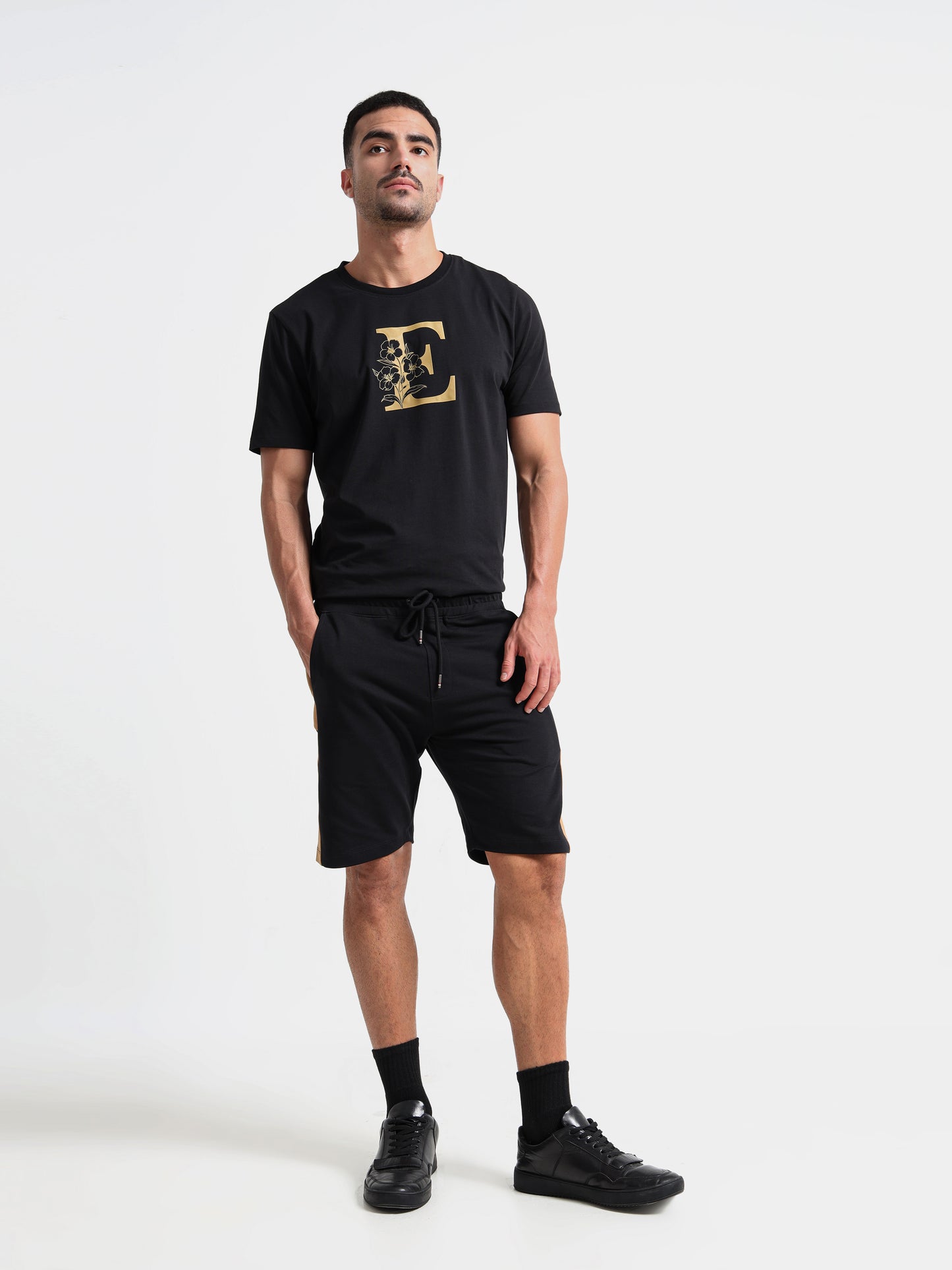 Printed Black T Shirt with Silicon HD Sticker for Men