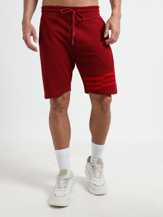 Flock Stripe Dark Red Shorts for Men