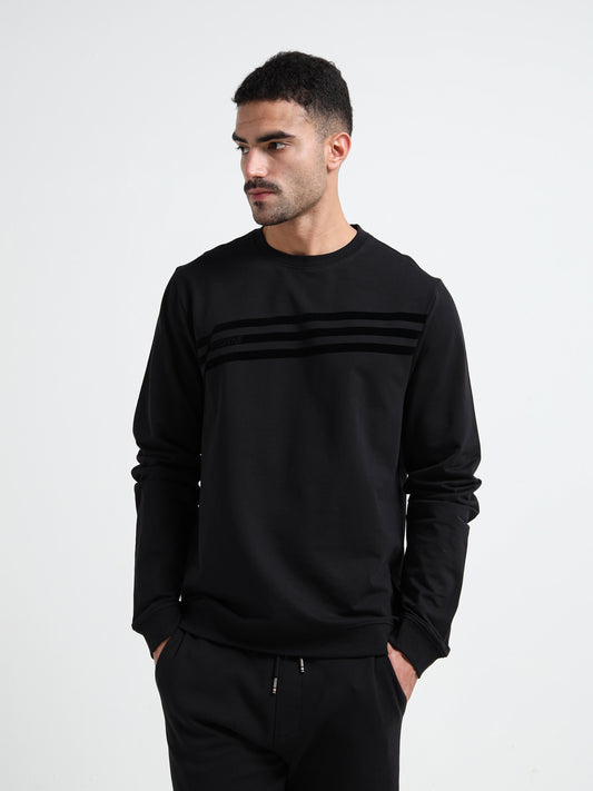 Tonal Flock Flag Loop Knit Mens Black Sweatshirt
