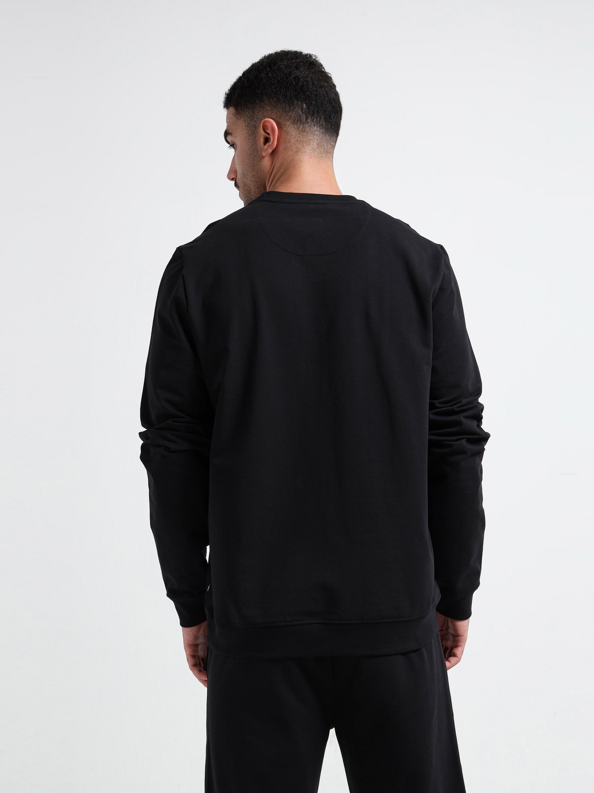 Tonal Flock Flag Loop Knit Mens Black Sweatshirt